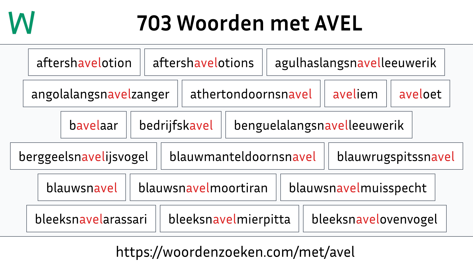 Woorden met AVEL