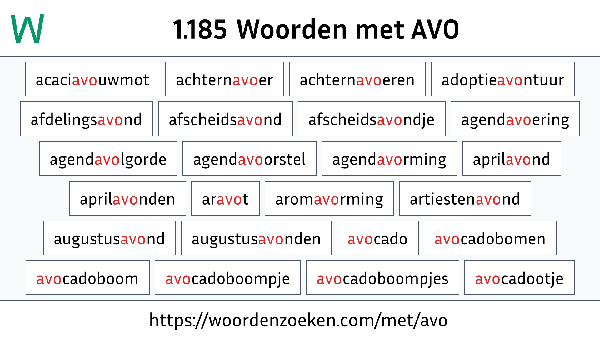 Woorden met AVO