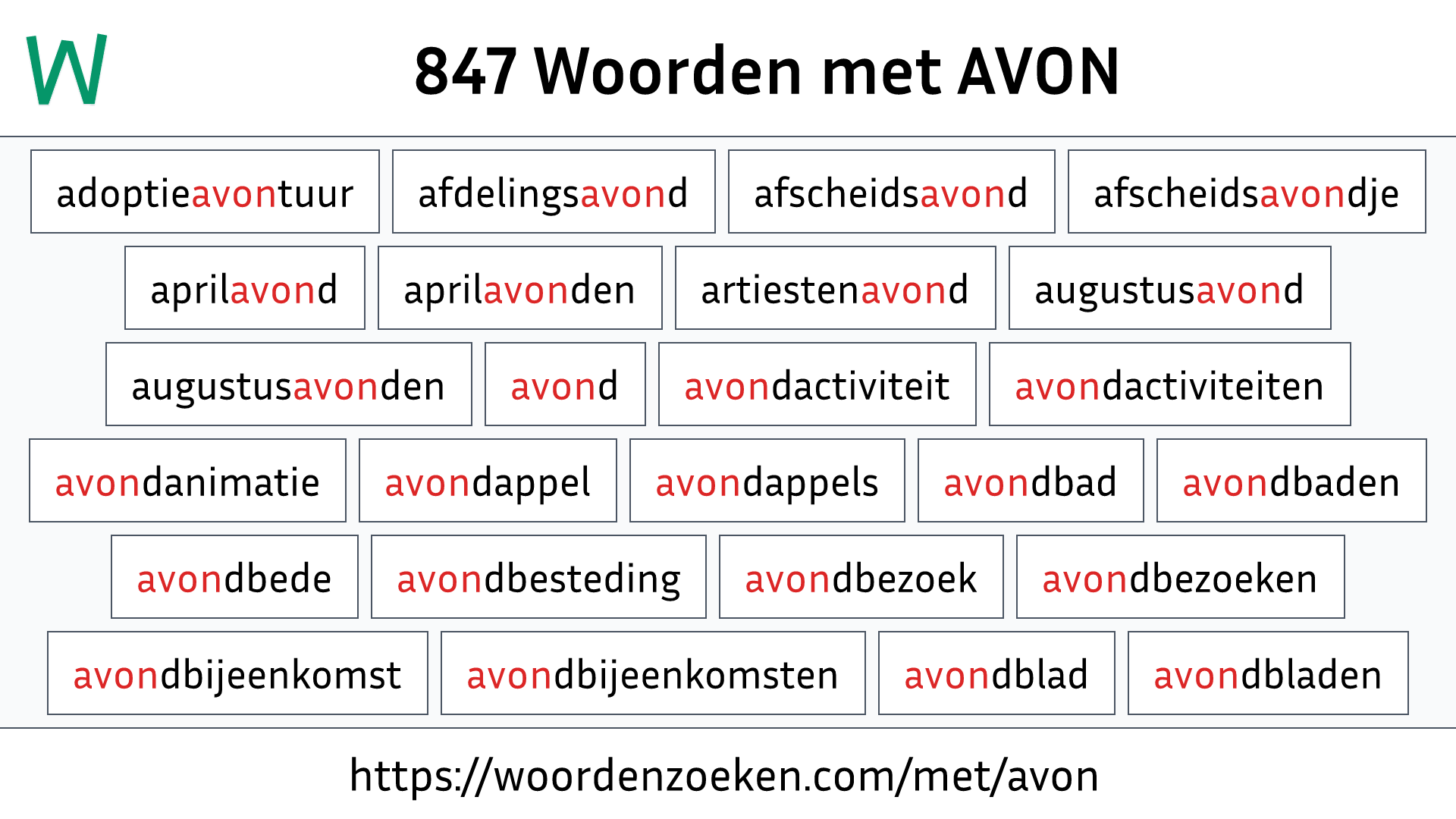 Woorden met AVON