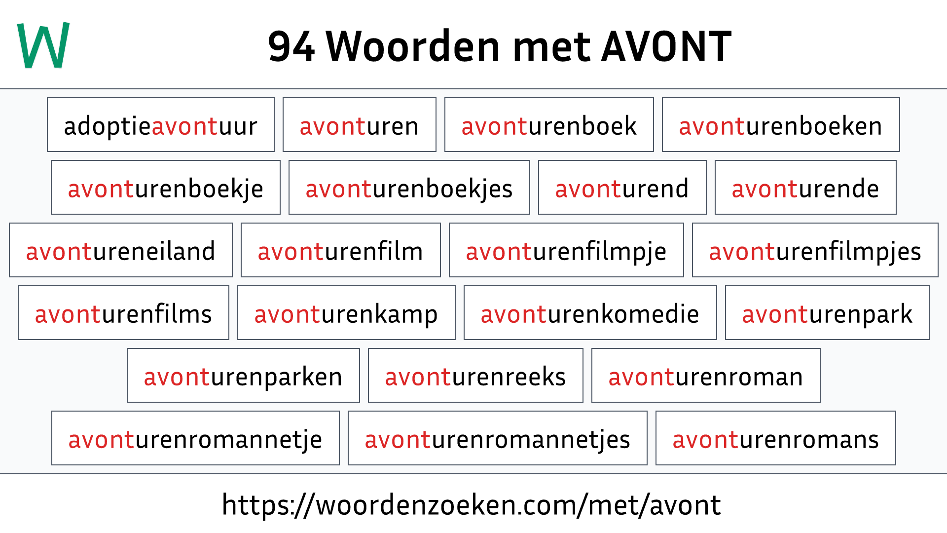 Woorden met AVONT