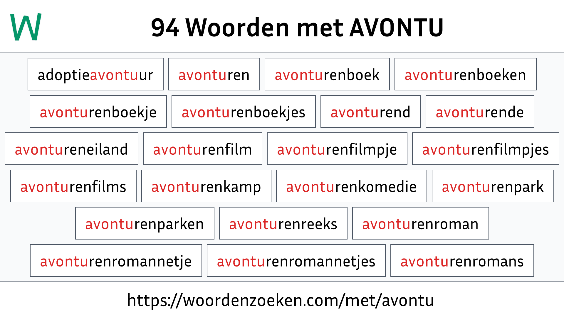 Woorden met AVONTU