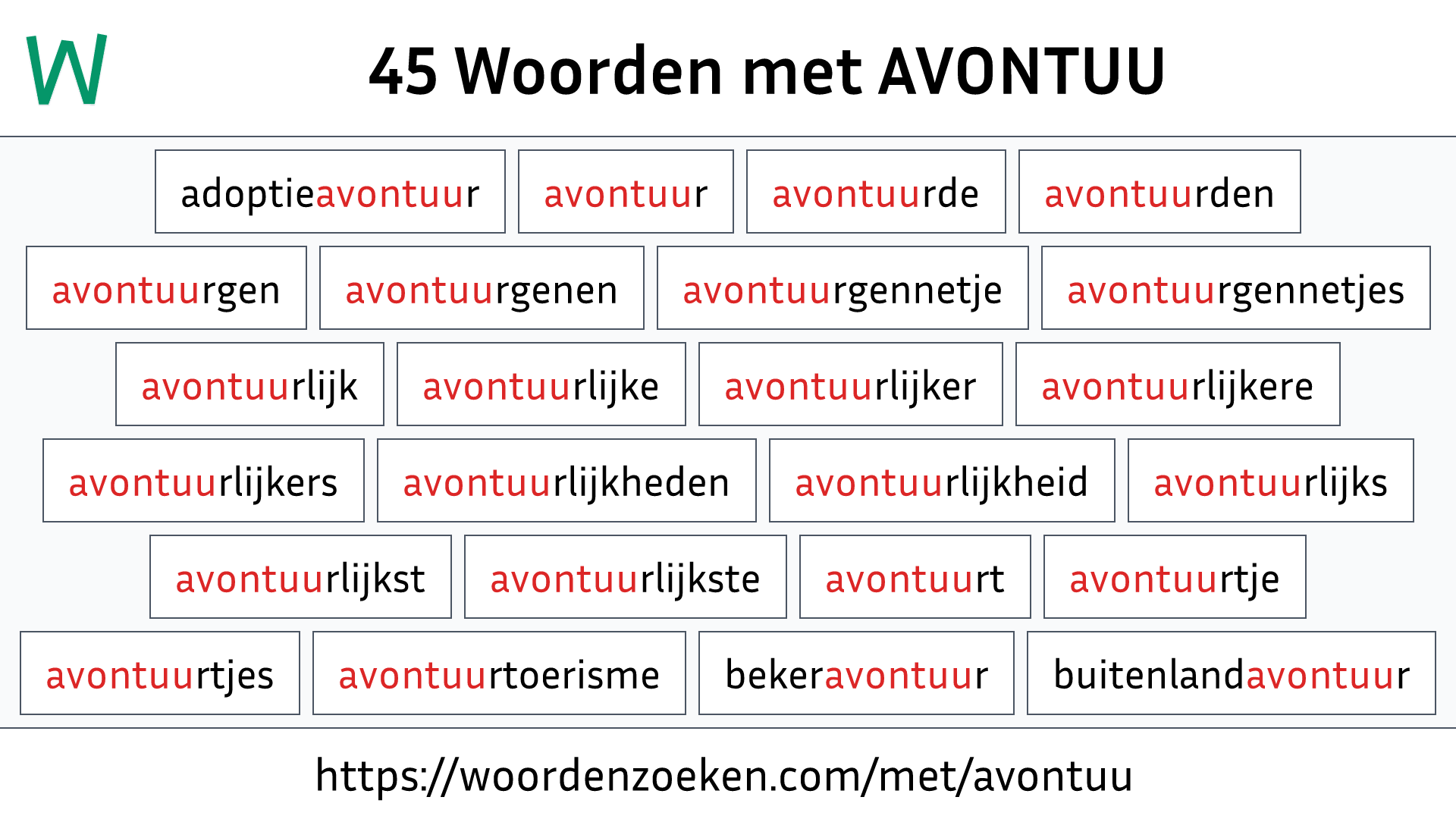 Woorden met AVONTUU