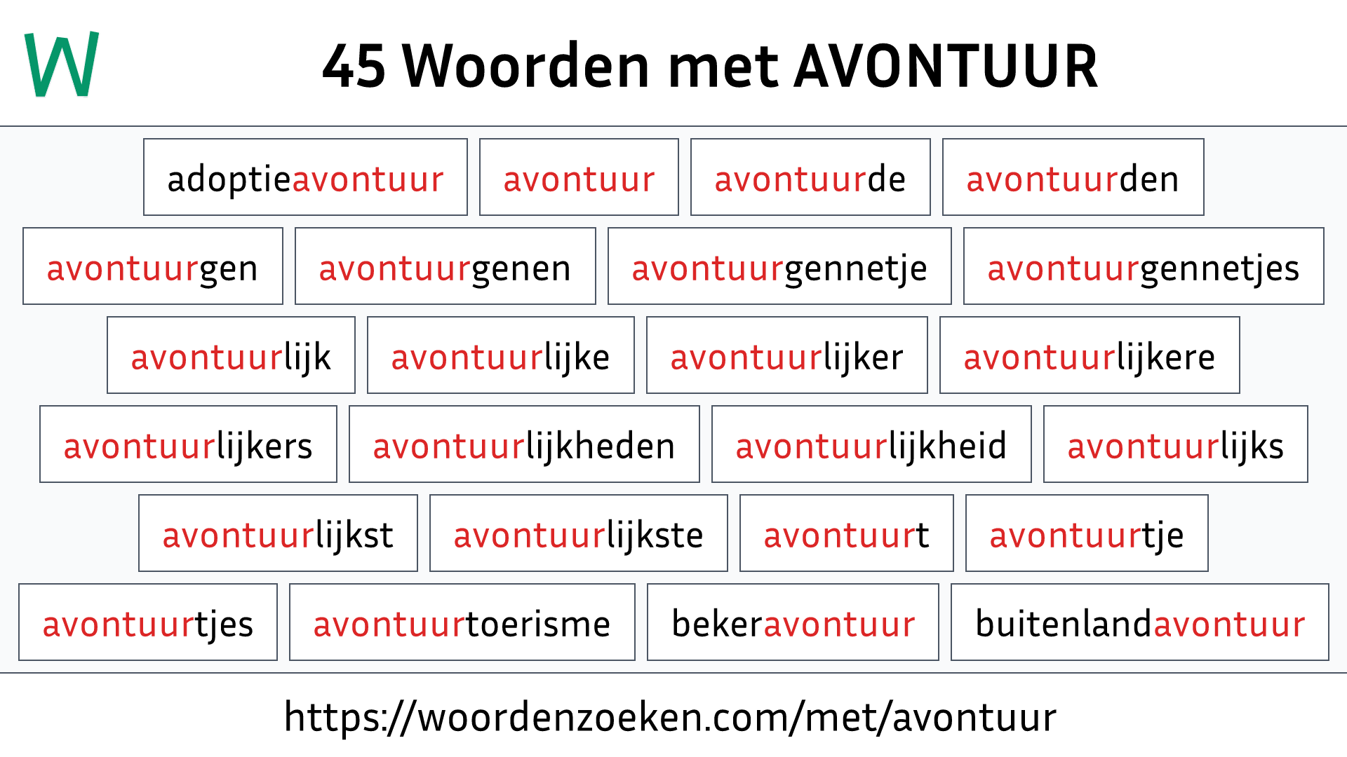 Woorden met AVONTUUR