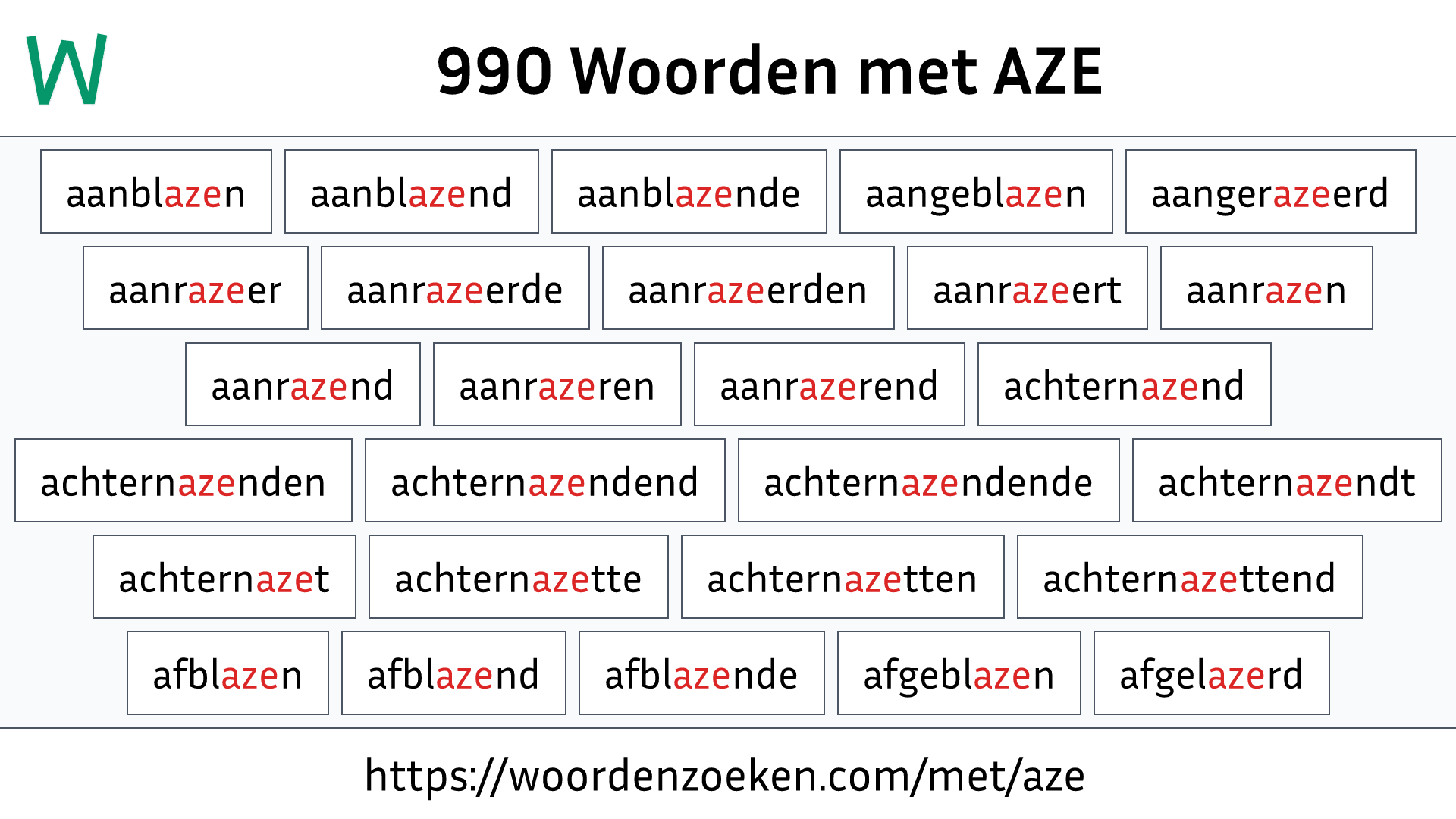 Woorden met AZE