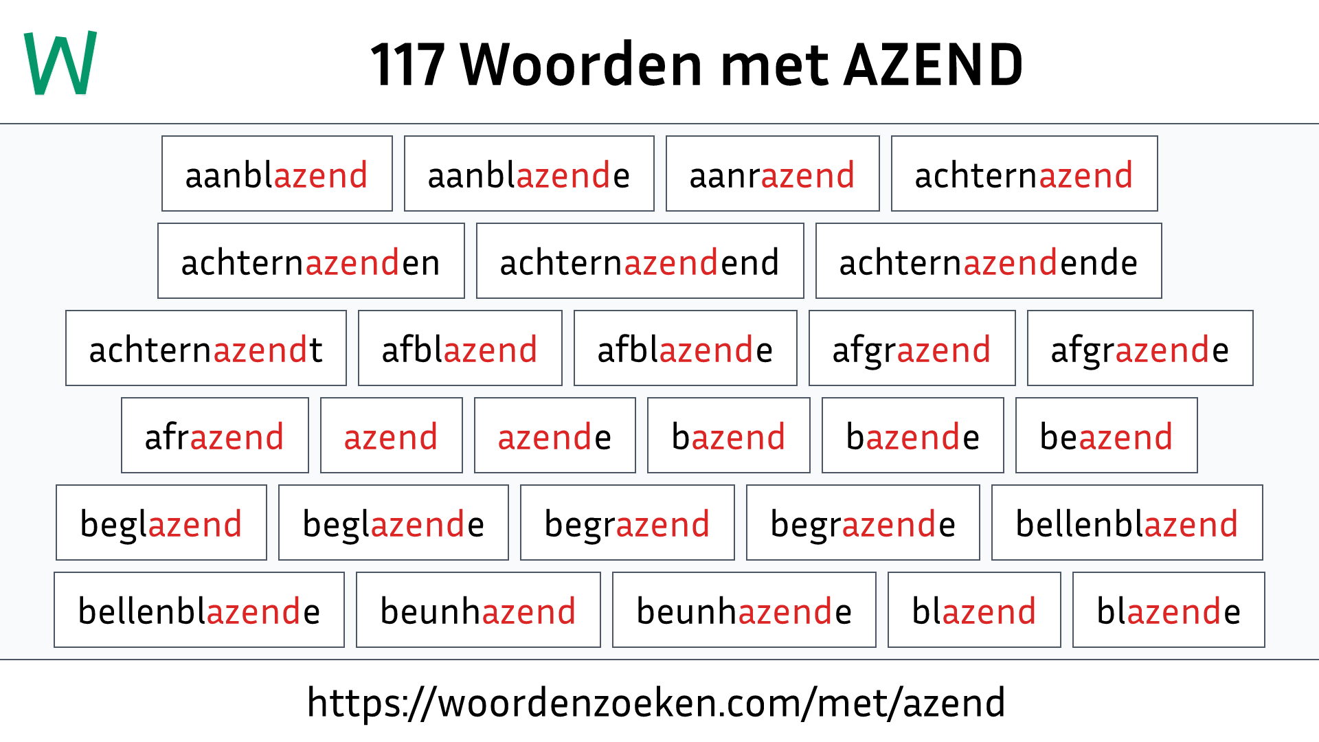 Woorden met AZEND