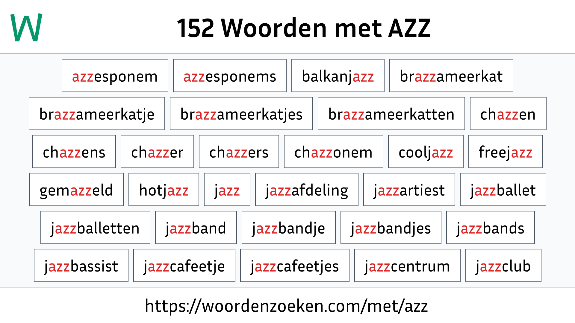 Woorden met AZZ