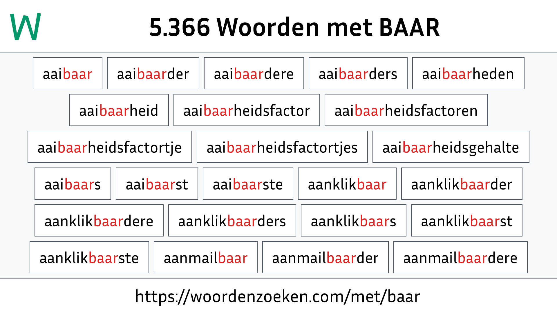 Woorden met BAAR