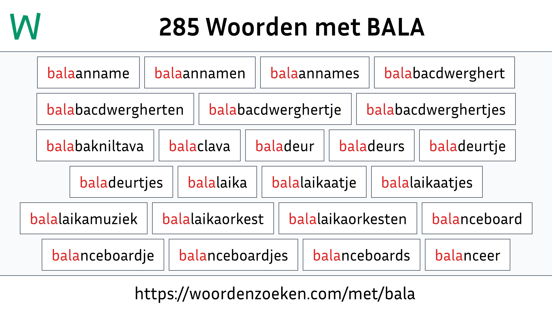 Woorden met BALA