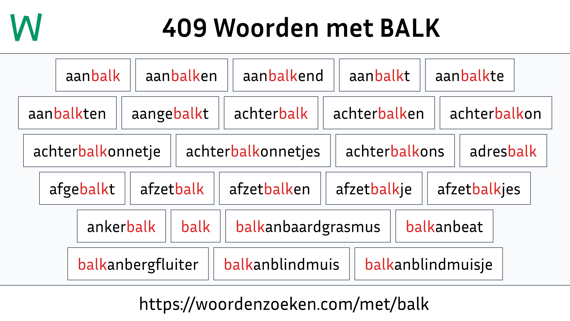 Woorden met BALK