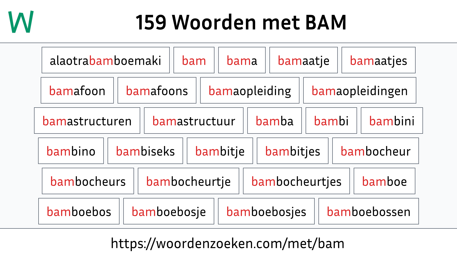 Woorden met BAM