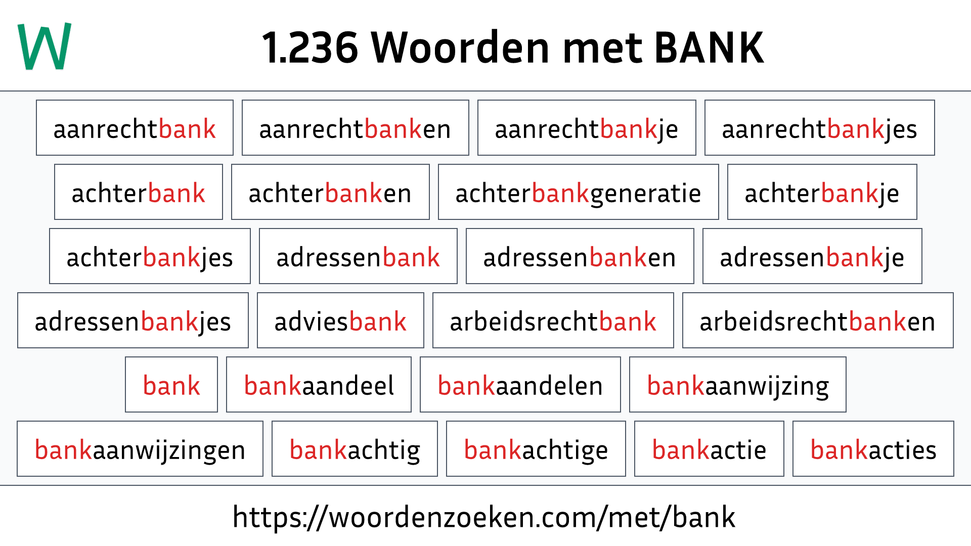 Woorden met BANK