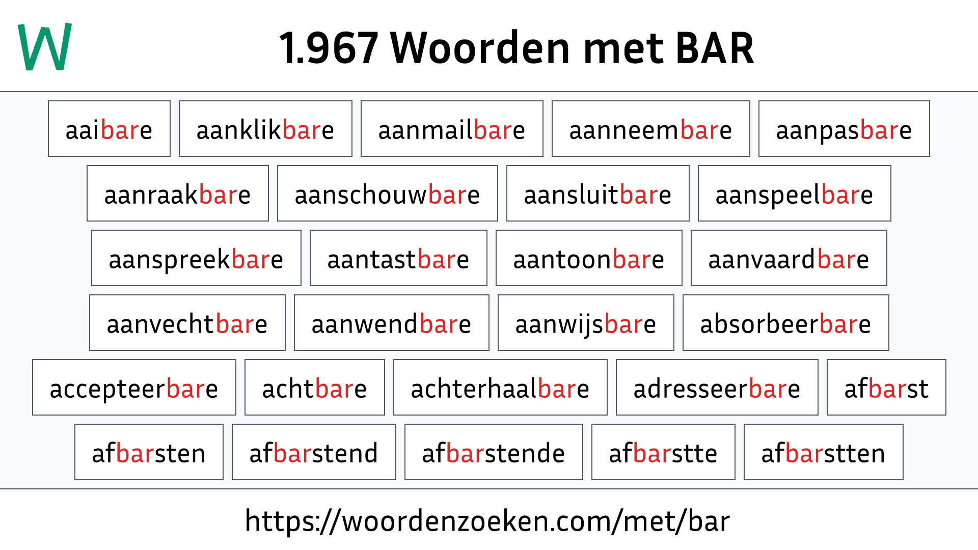 Woorden met BAR