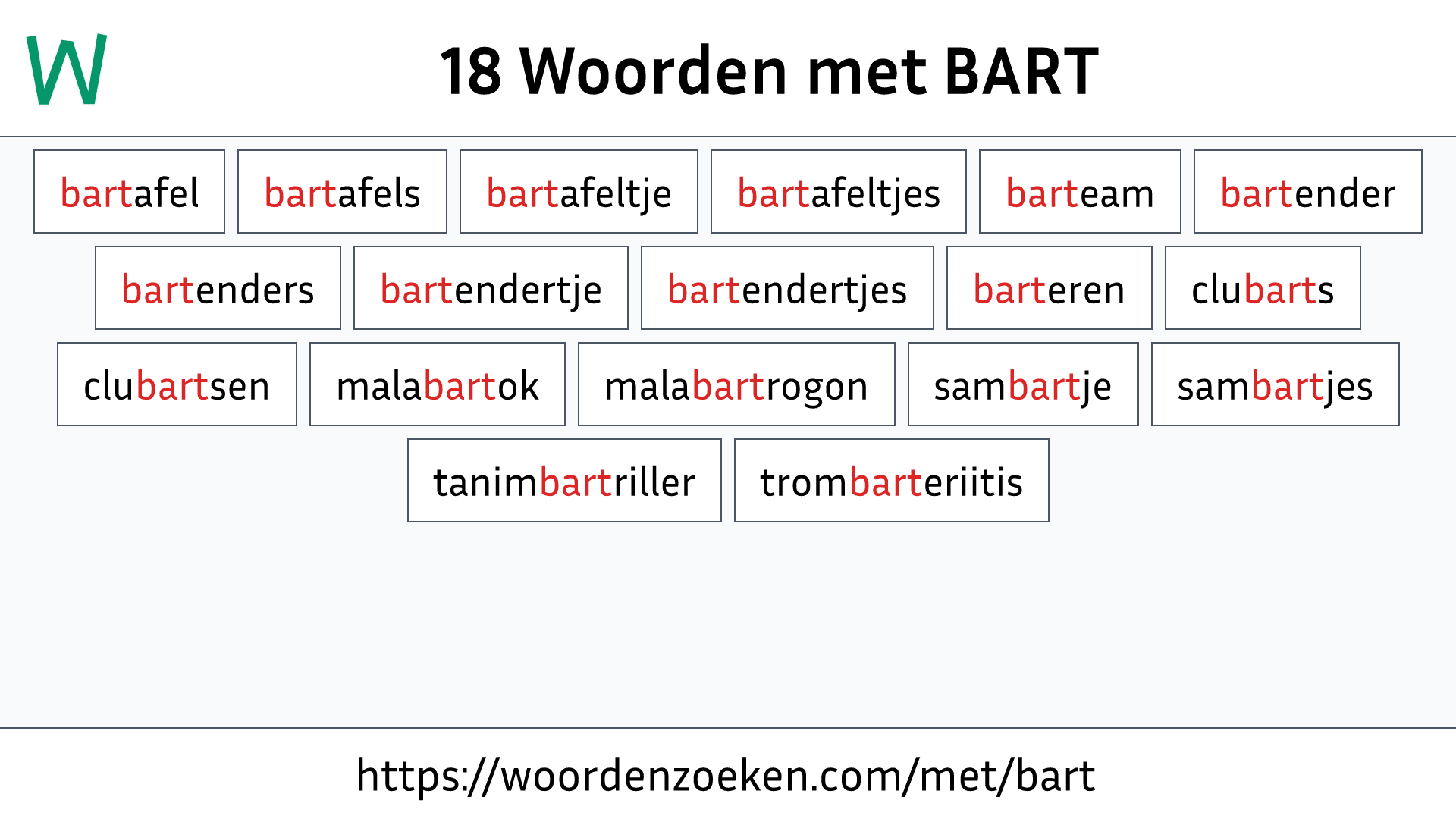 Woorden met BART