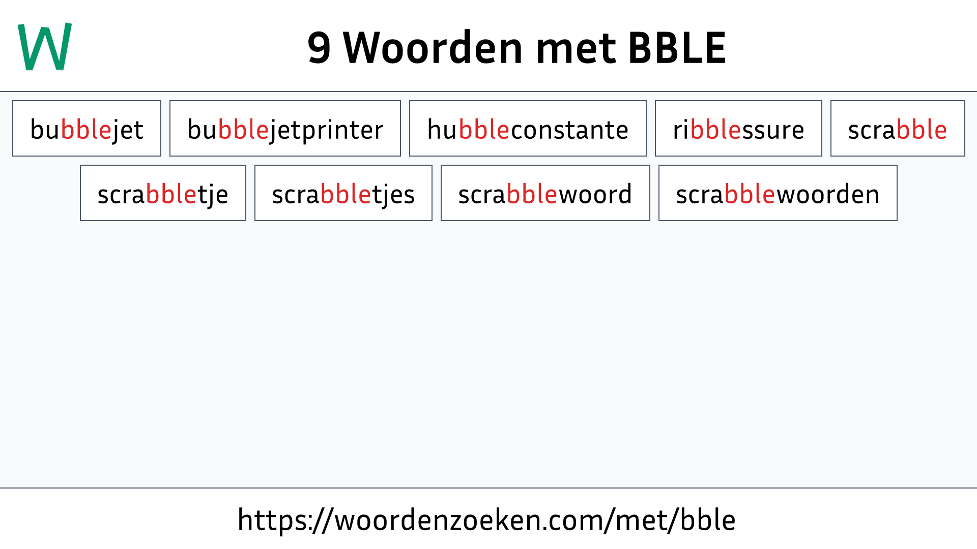 Woorden met BBLE