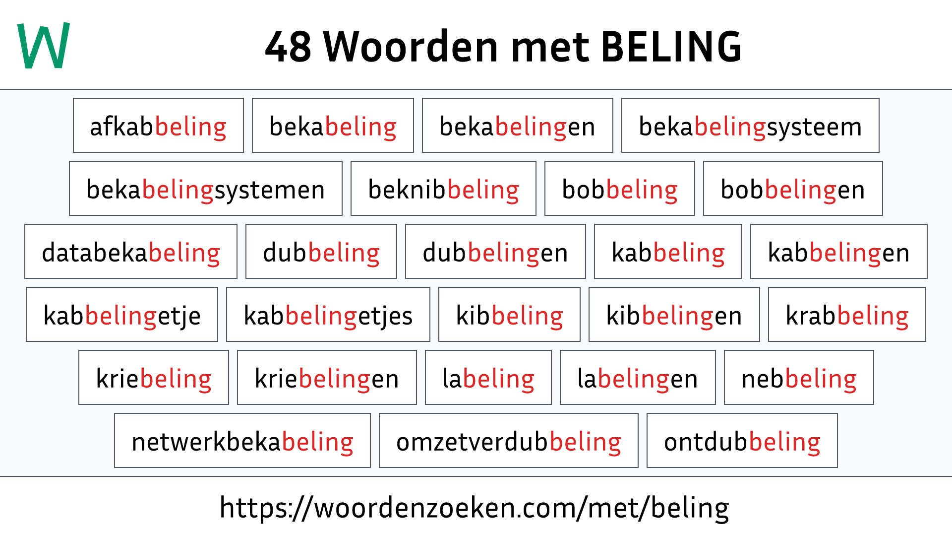 Woorden met BELING