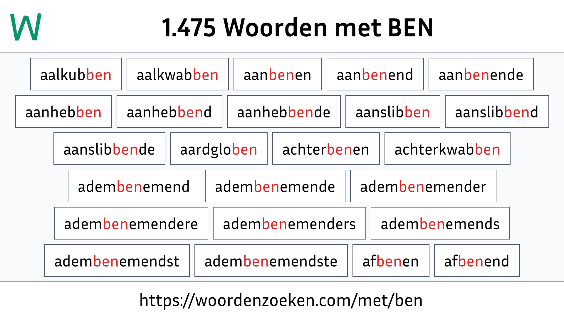 Woorden met BEN