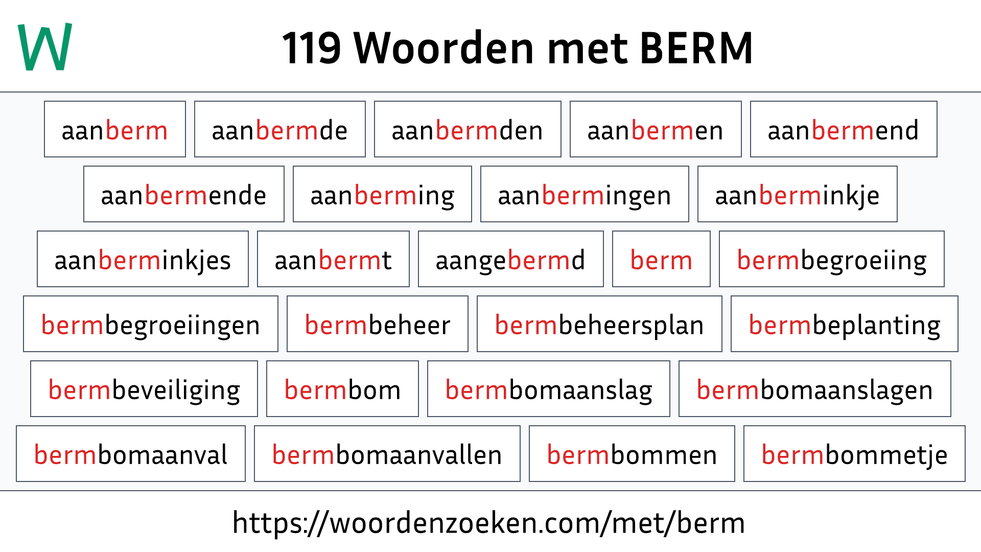 Woorden met BERM