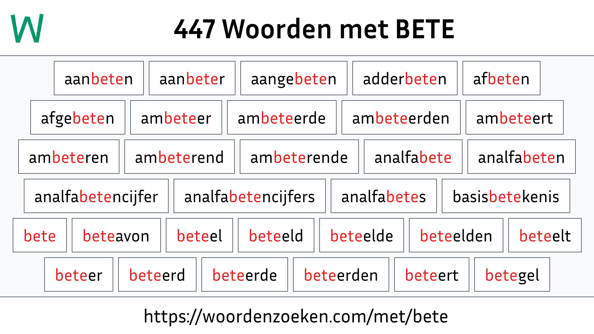 Woorden met BETE
