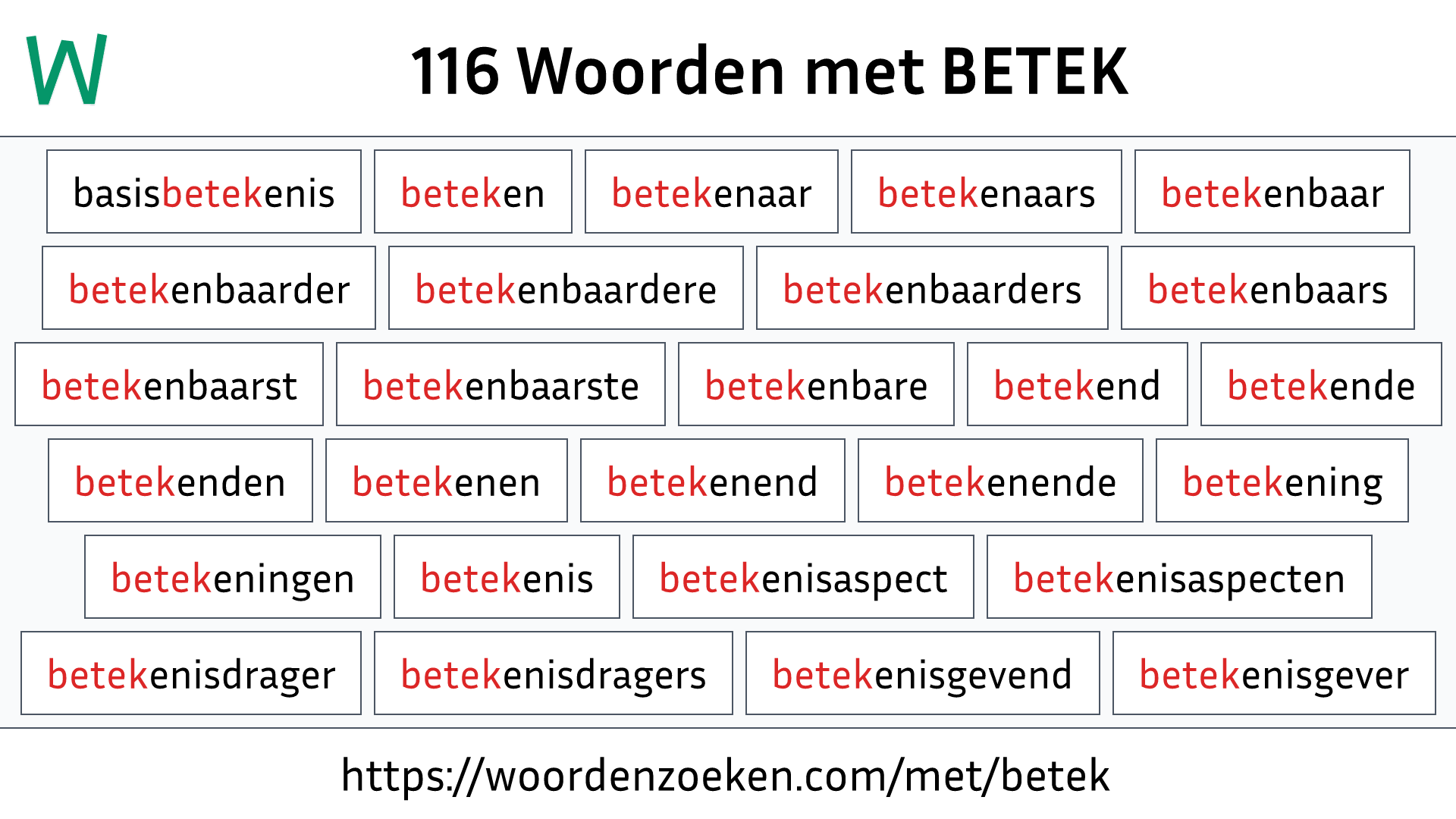 Woorden met BETEK