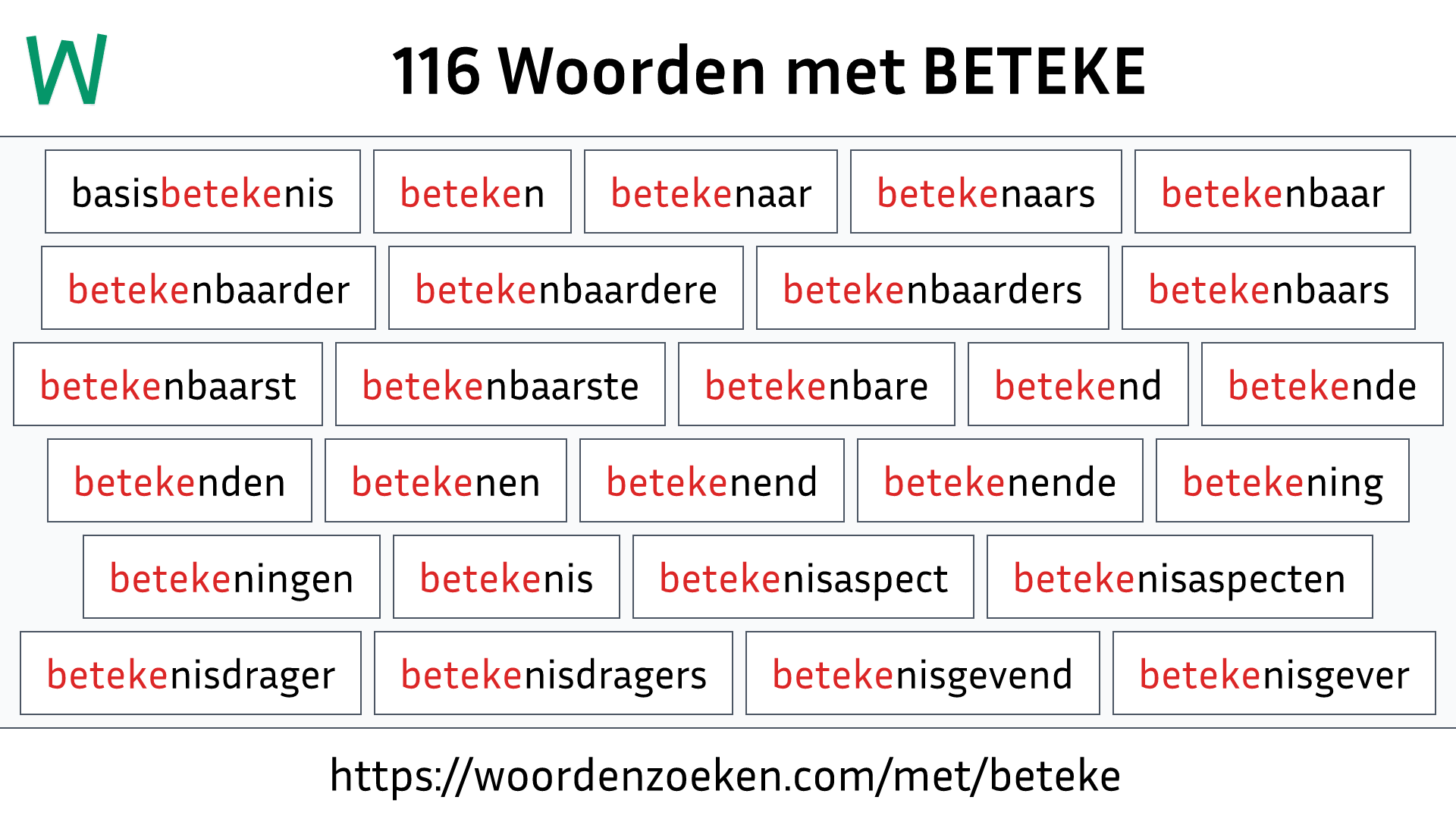 Woorden met BETEKE