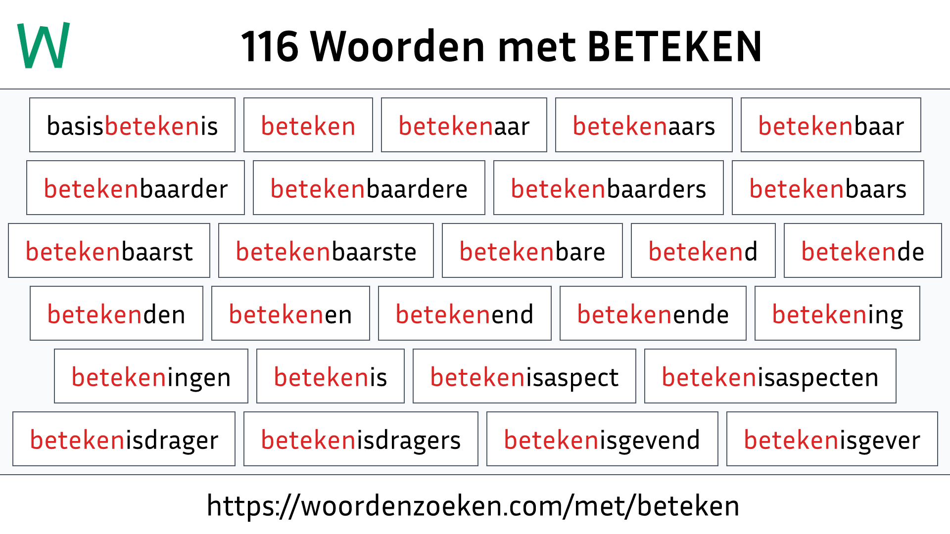 Woorden met BETEKEN
