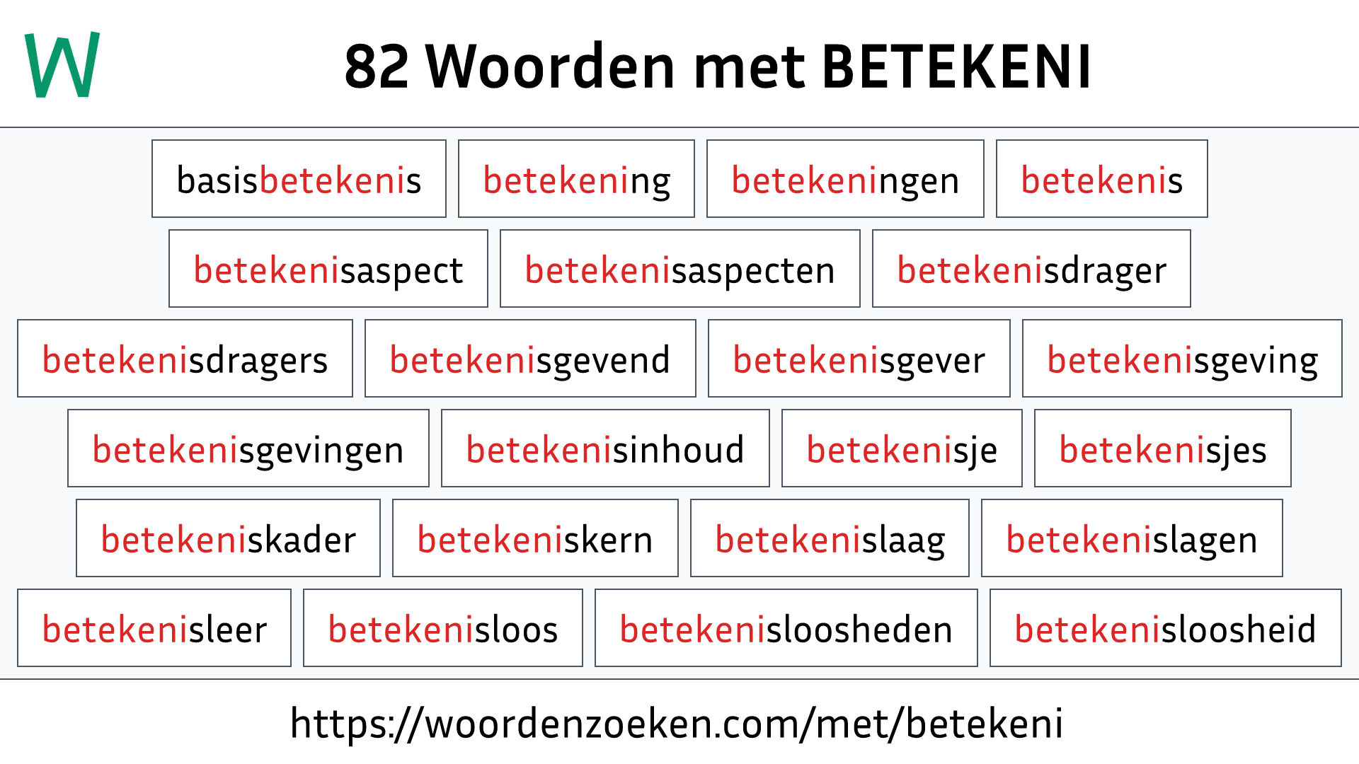 Woorden met BETEKENI