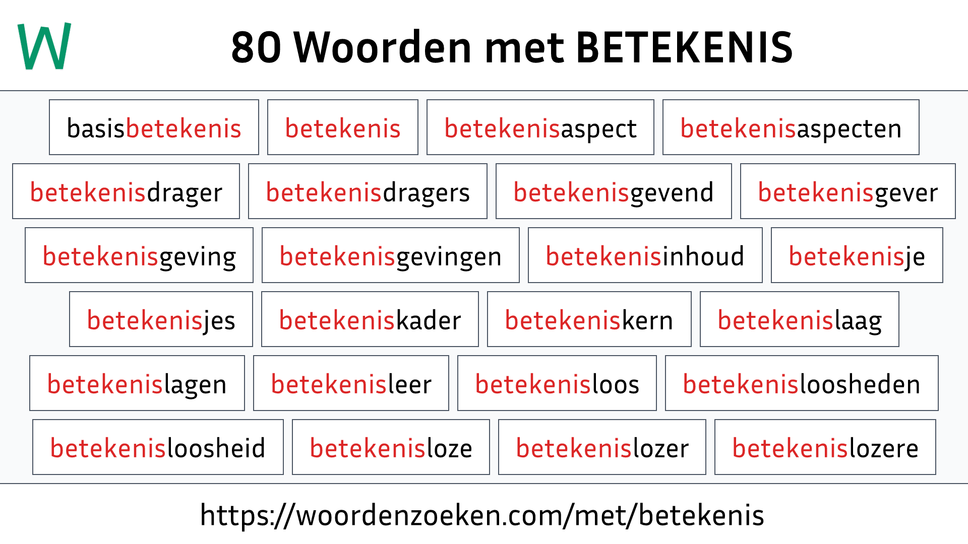 Woorden met BETEKENIS