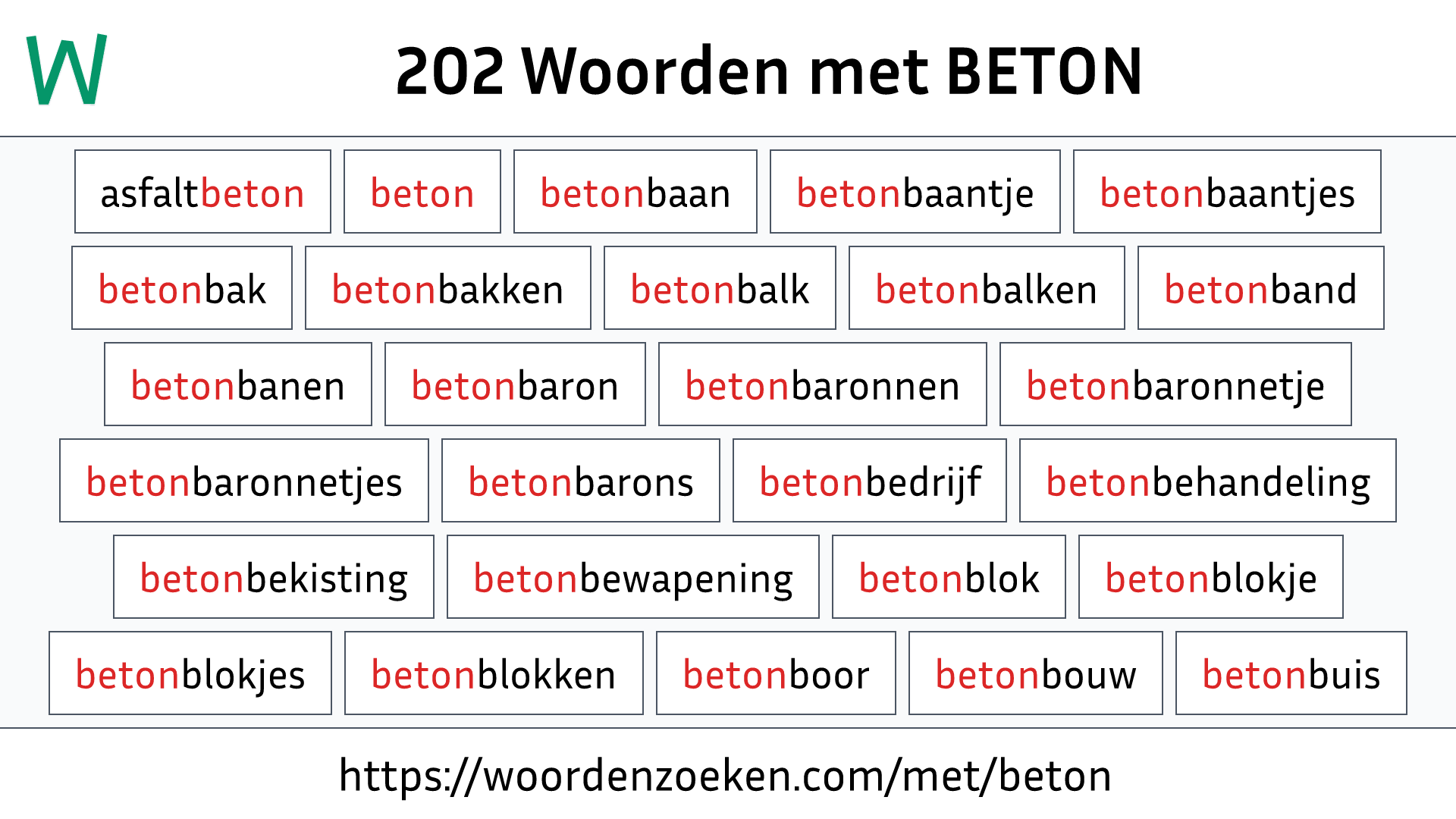Woorden met BETON