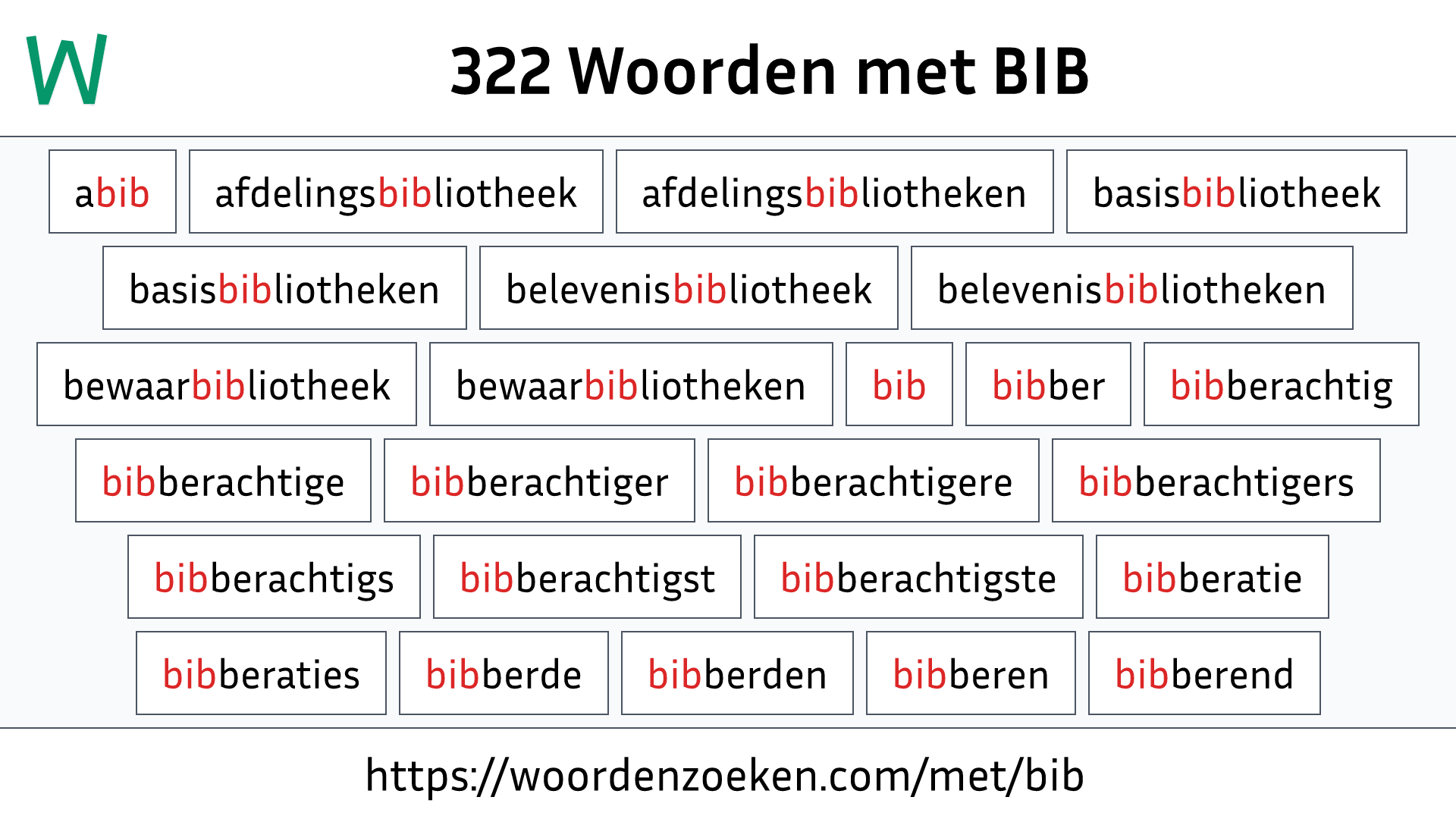 Woorden met BIB