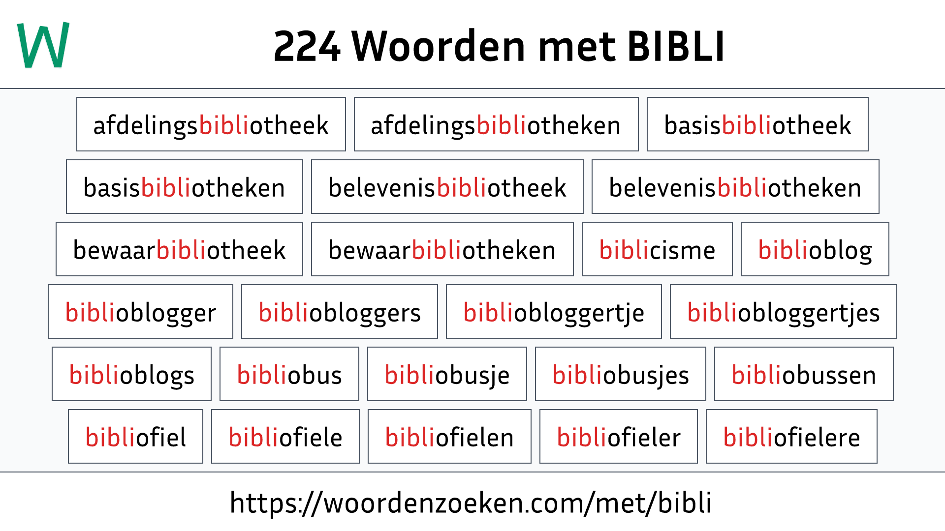 Woorden met BIBLI