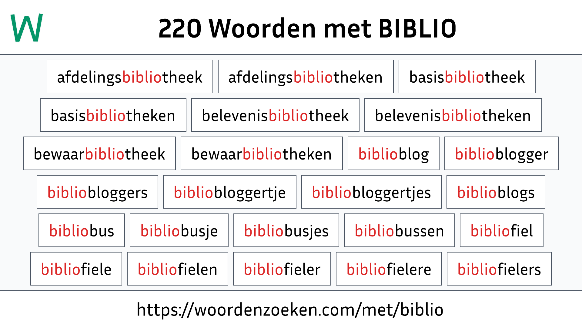 Woorden met BIBLIO