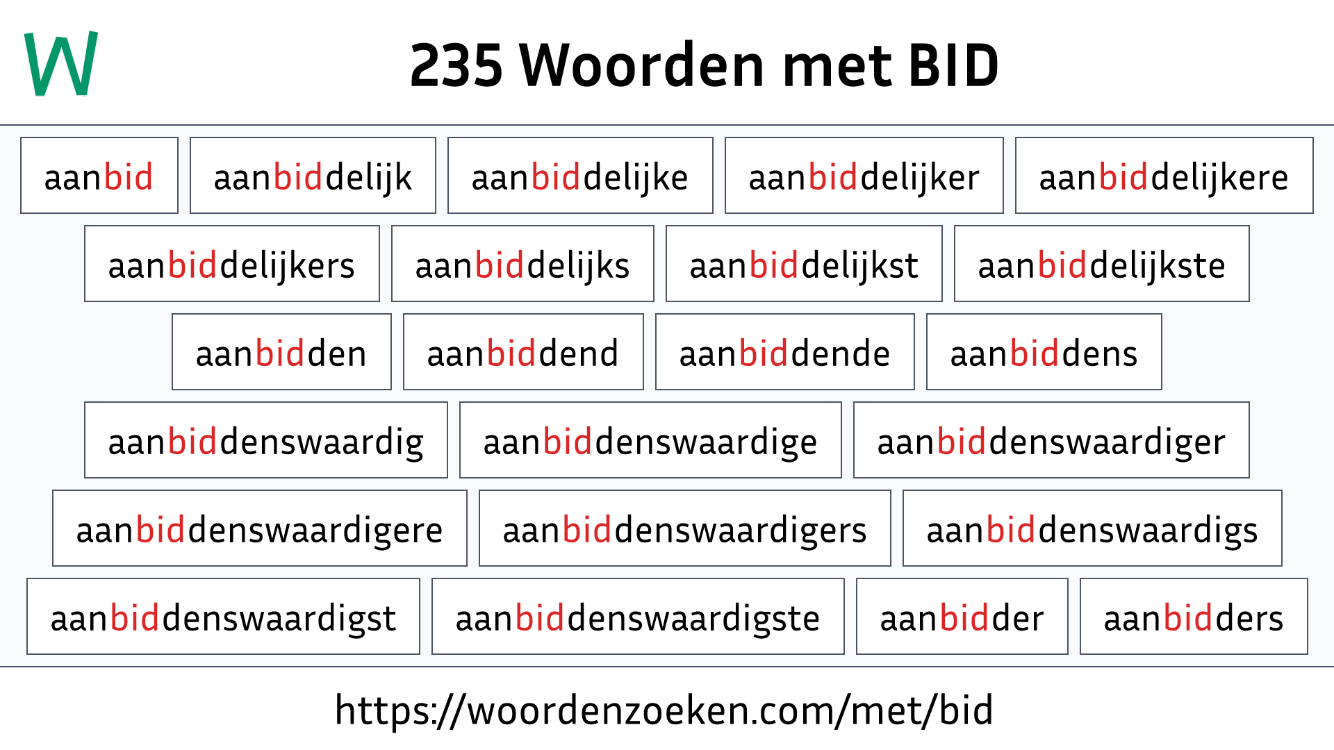 Woorden met BID