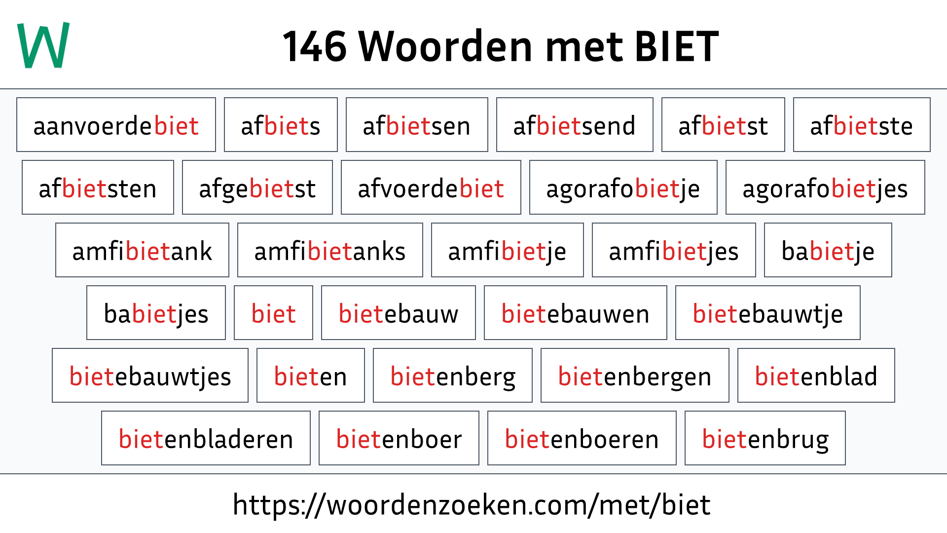 Woorden met BIET