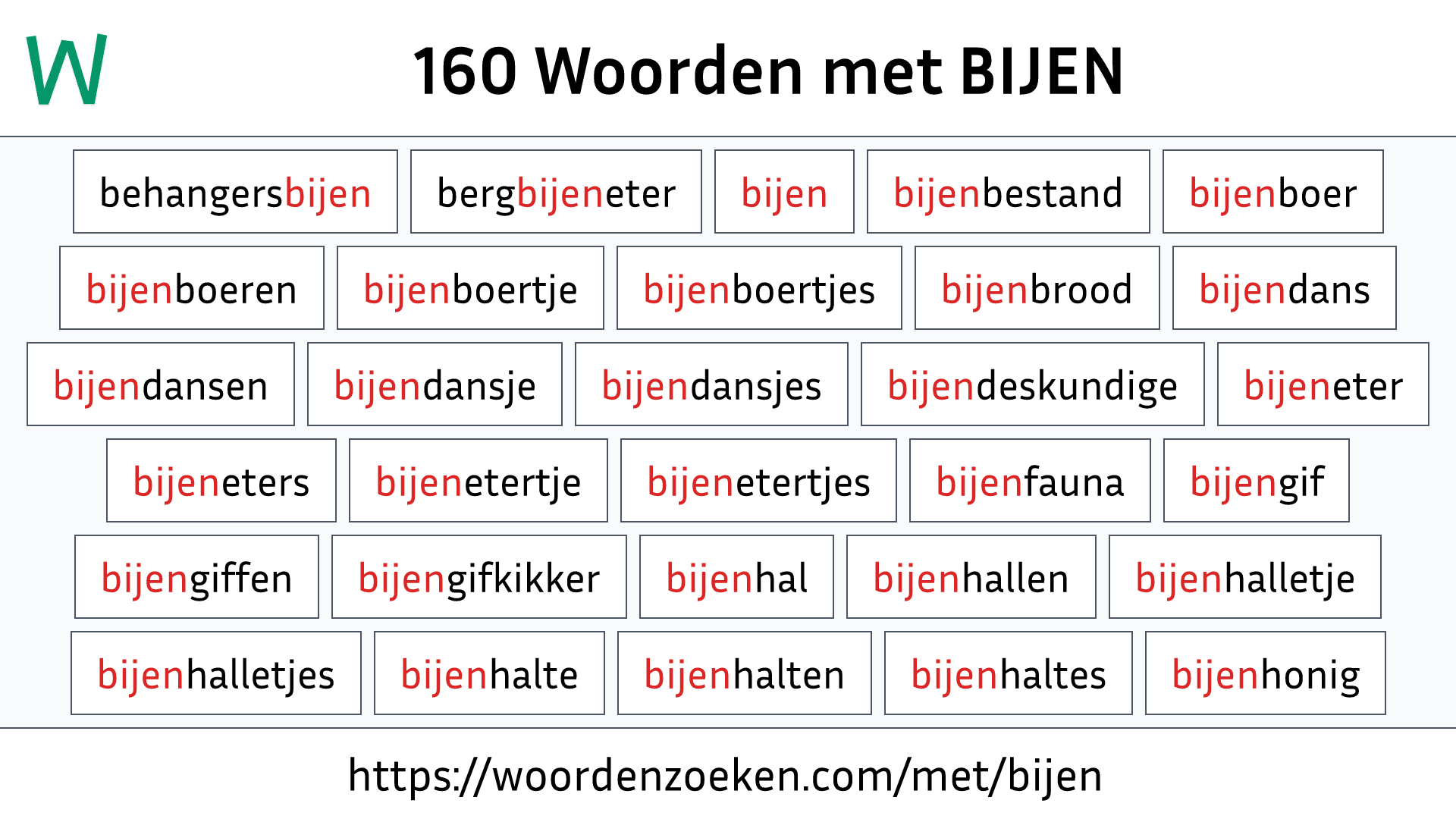 Woorden met BIJEN