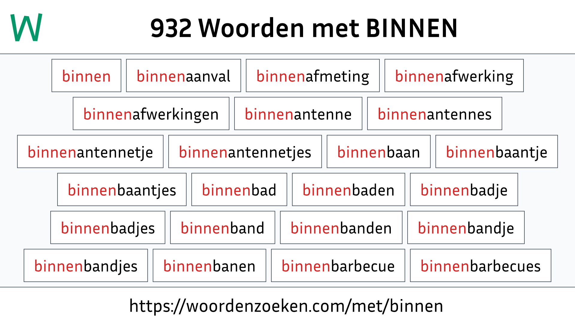 Woorden met BINNEN