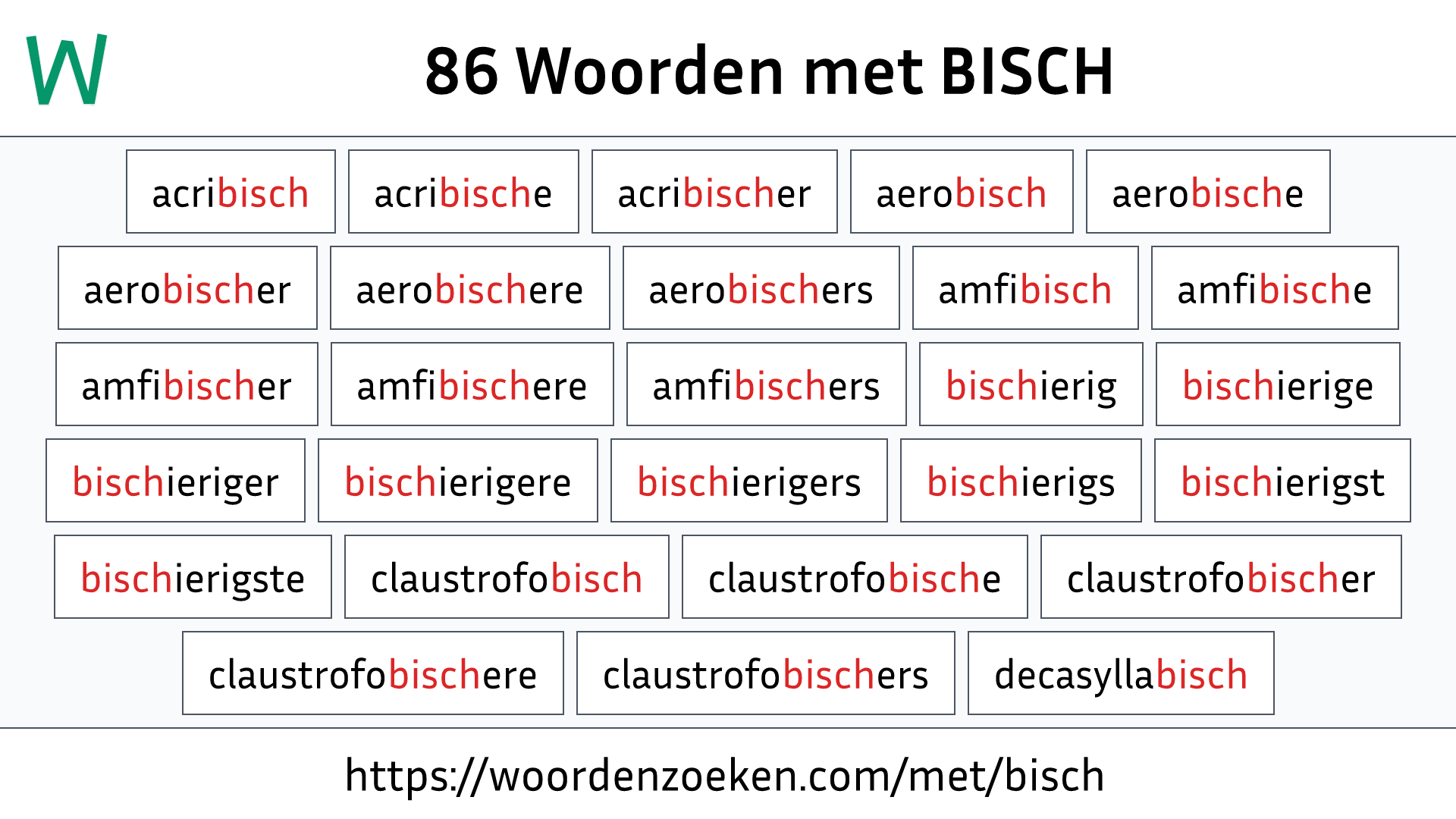 Woorden met BISCH