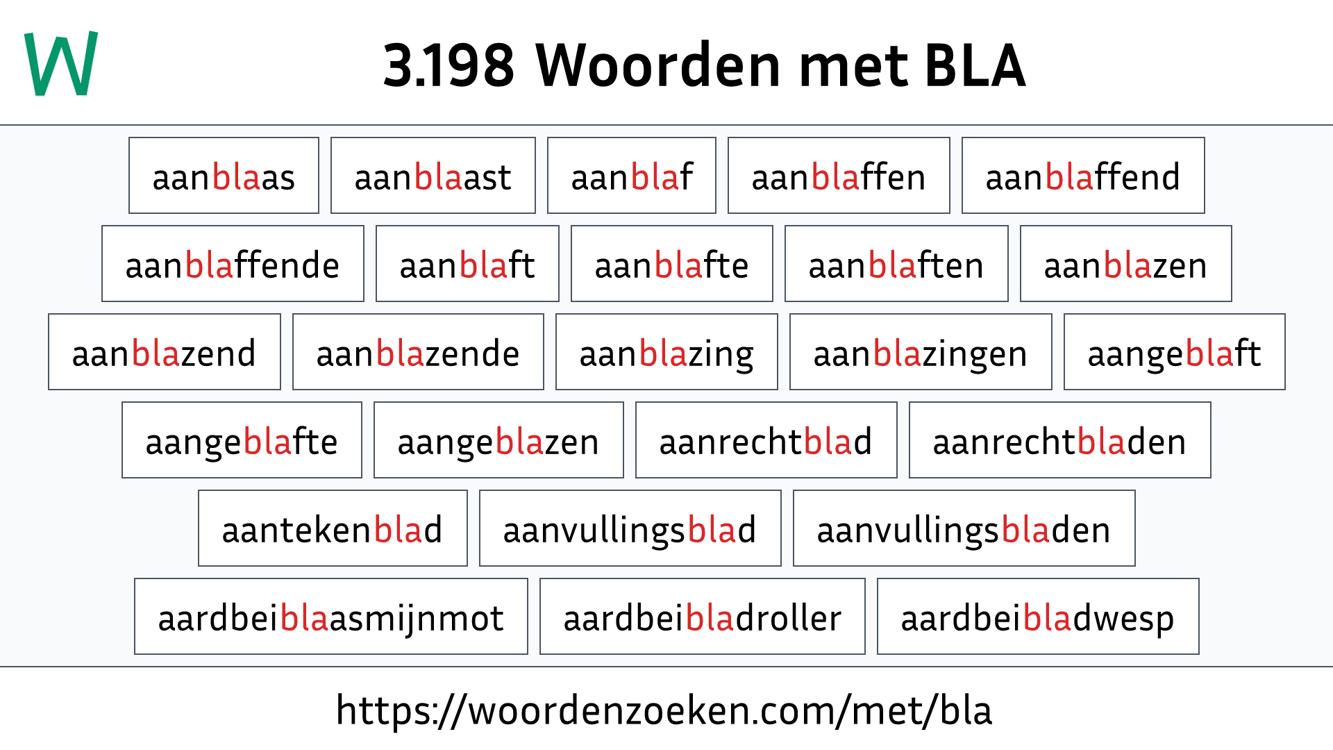 Woorden met BLA