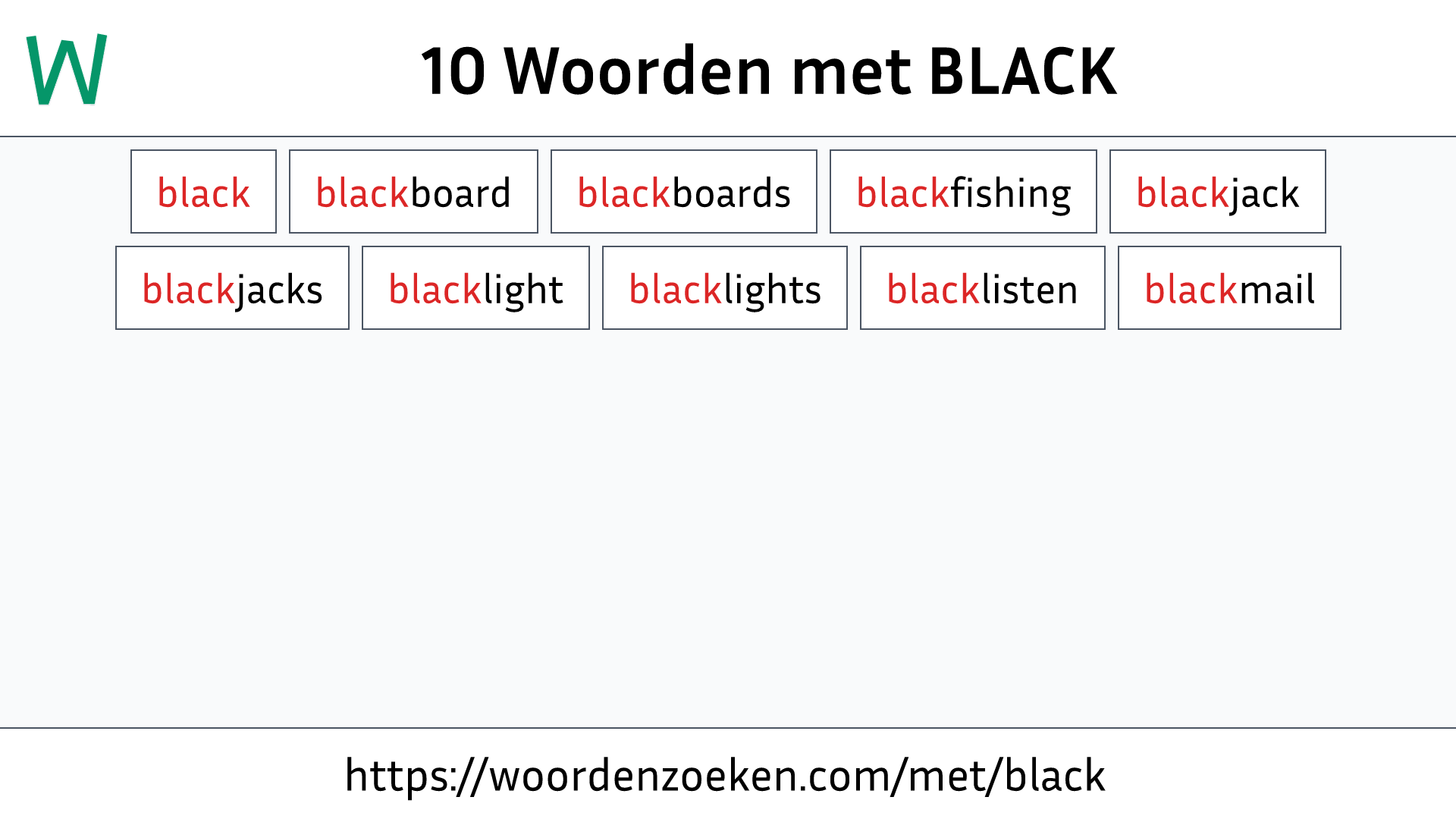 Woorden met BLACK