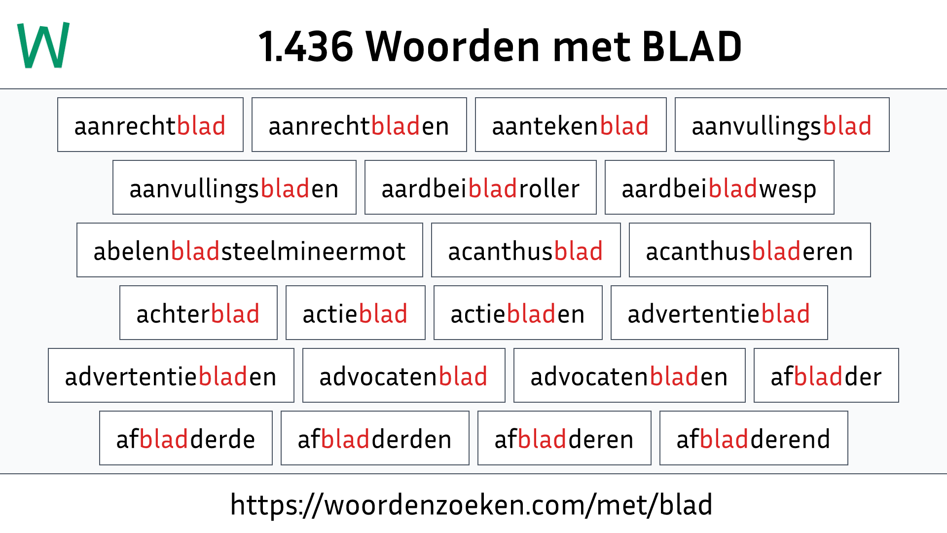 Woorden met BLAD