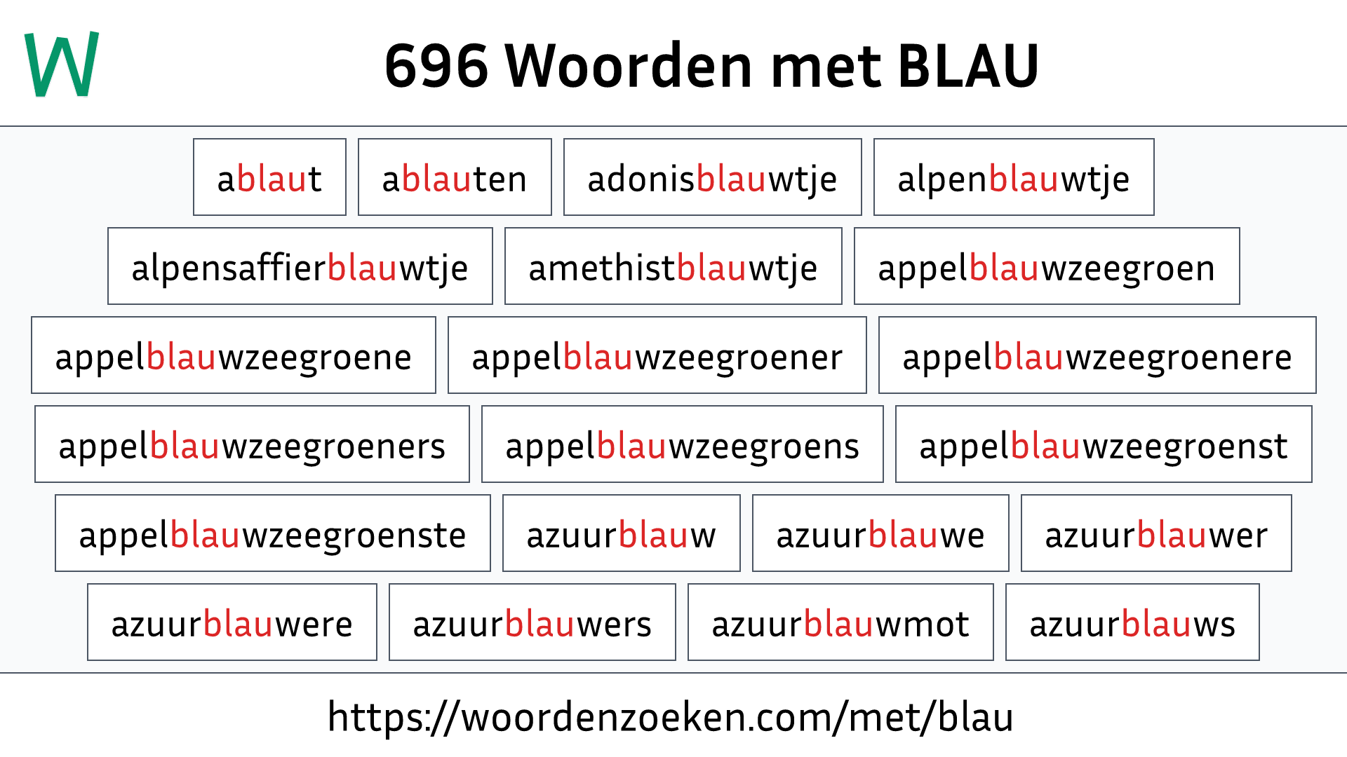 Woorden met BLAU