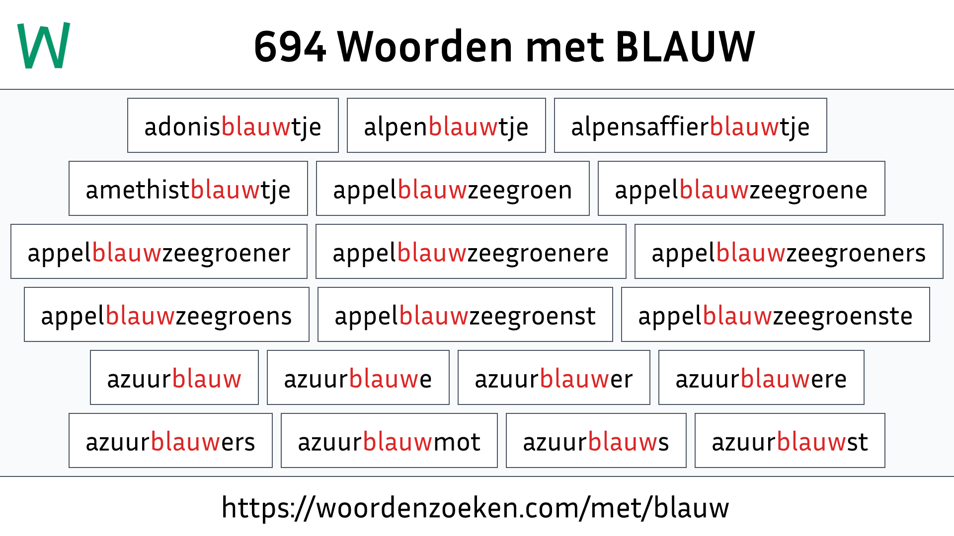 Woorden met BLAUW