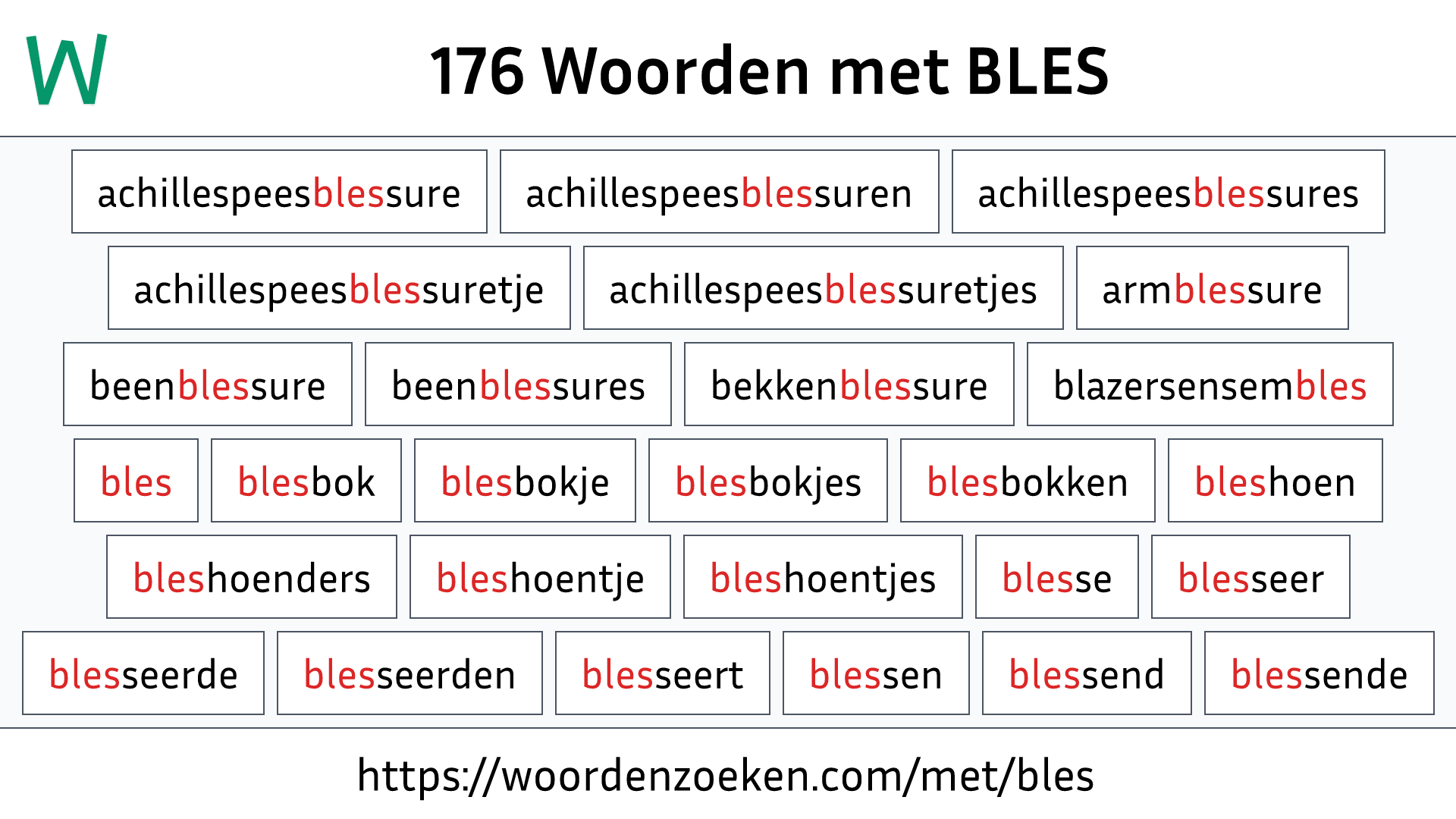 Woorden met BLES