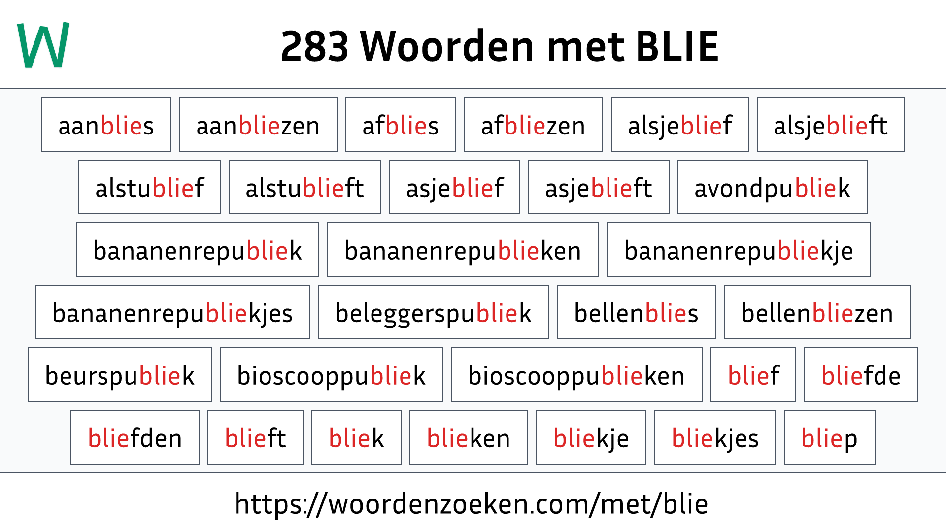 Woorden met BLIE