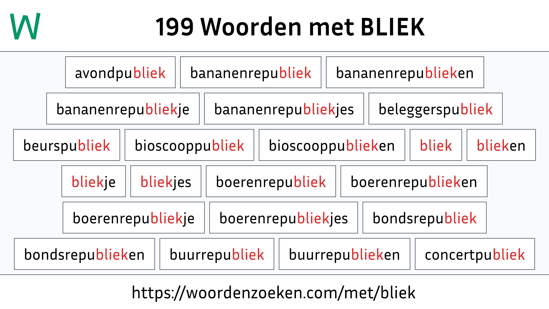 Woorden met BLIEK