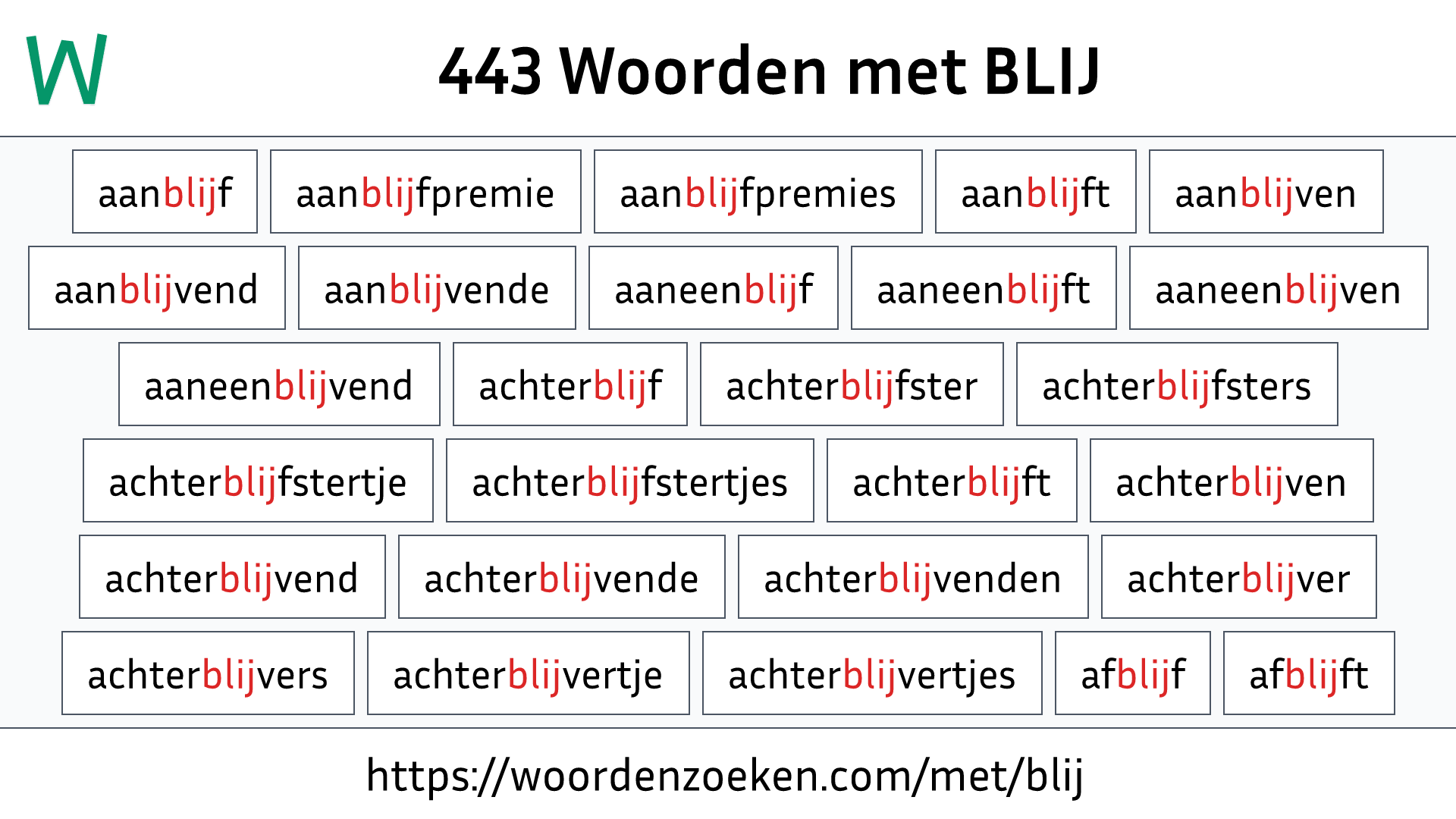 Woorden met BLIJ