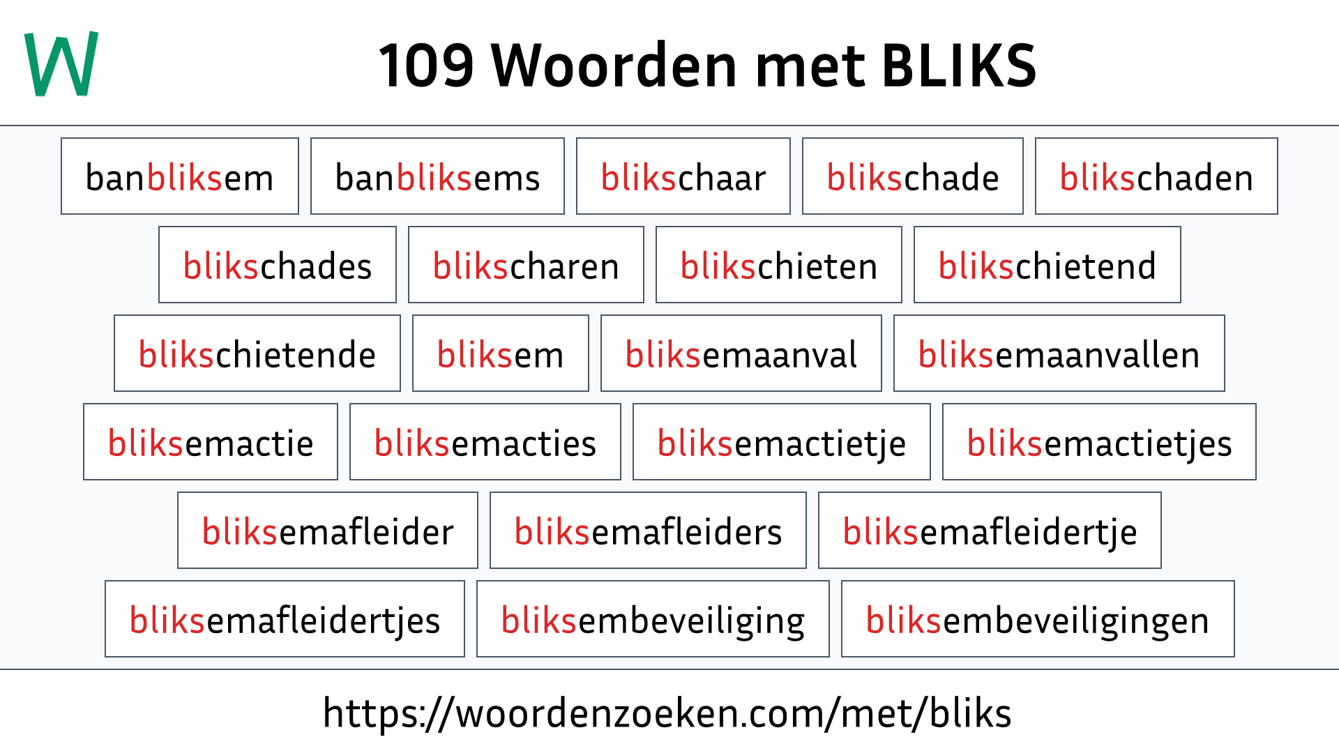 Woorden met BLIKS