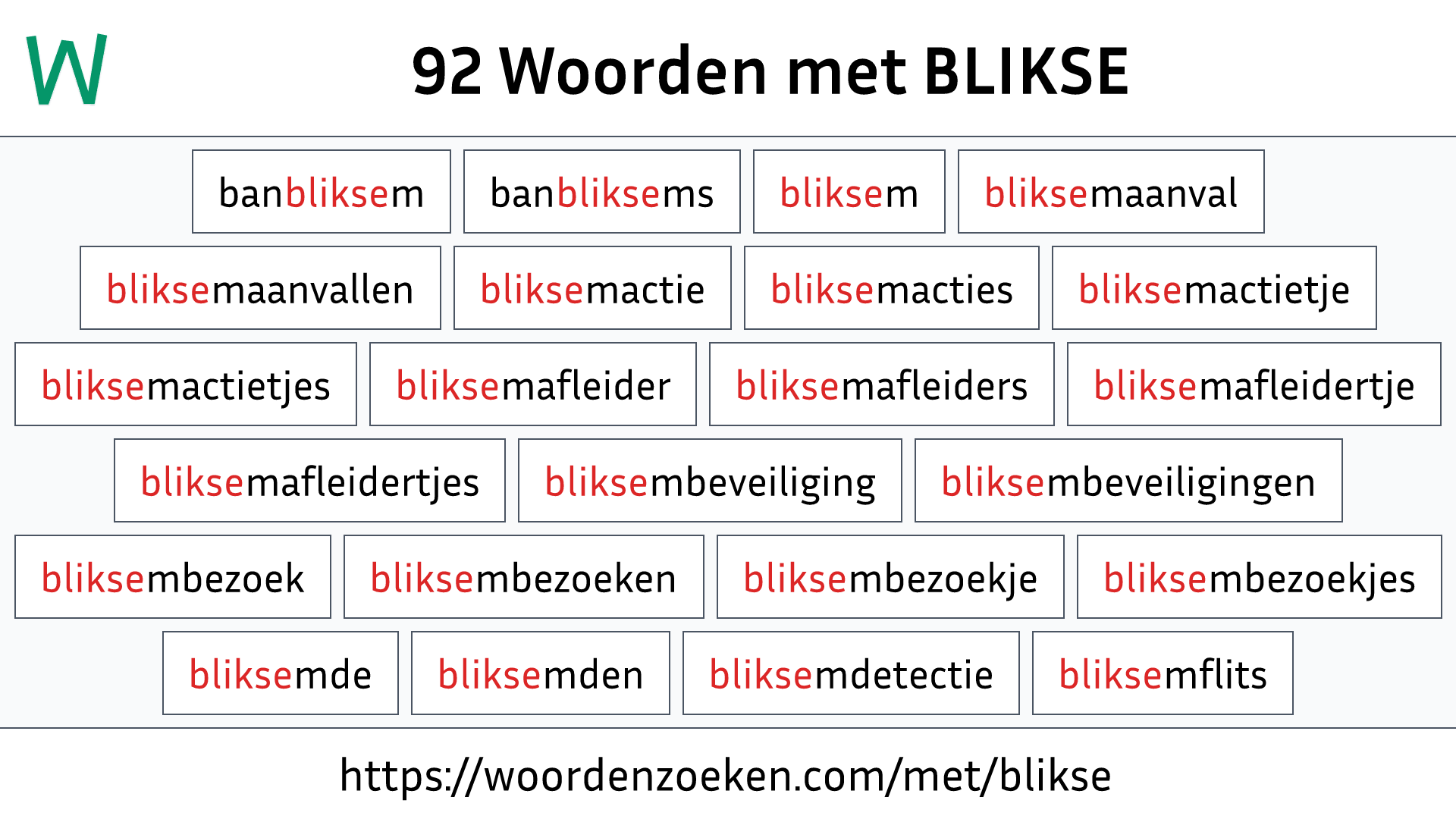 Woorden met BLIKSE