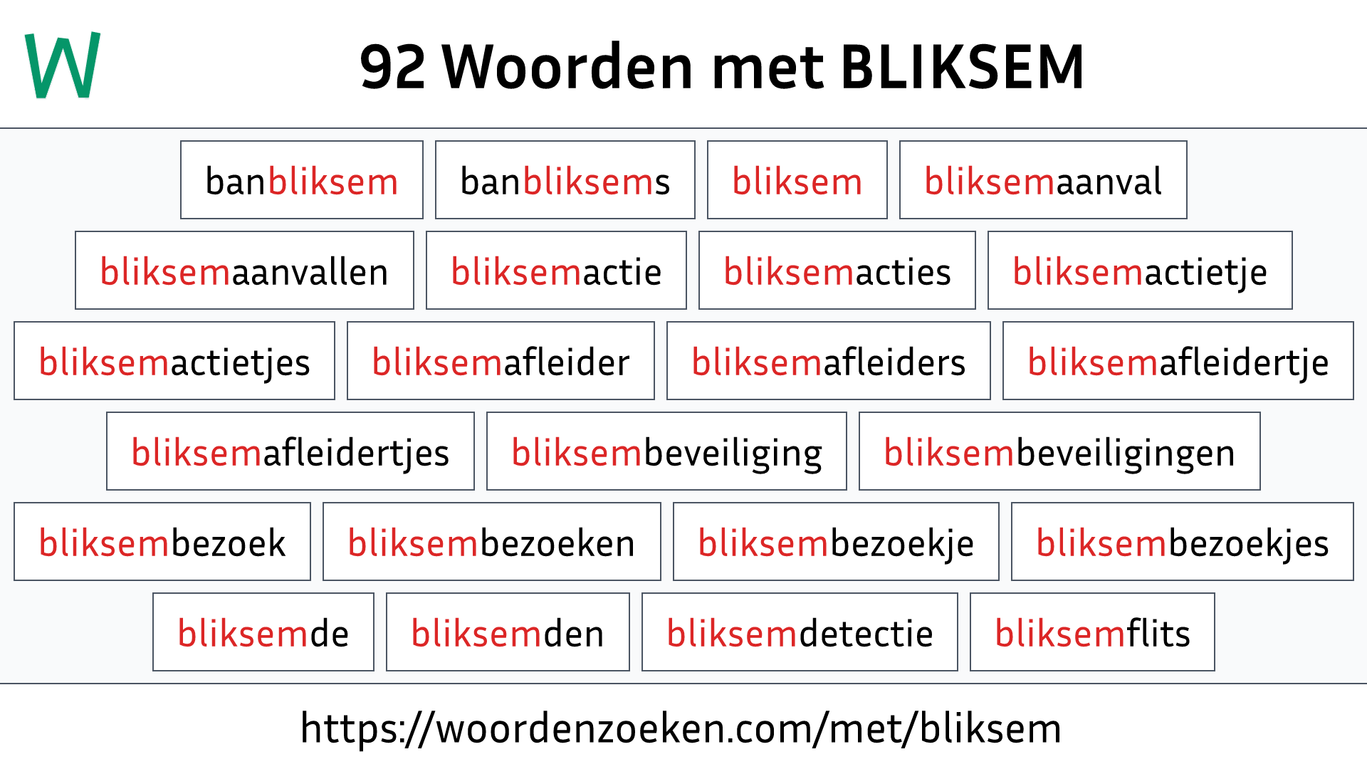 Woorden met BLIKSEM