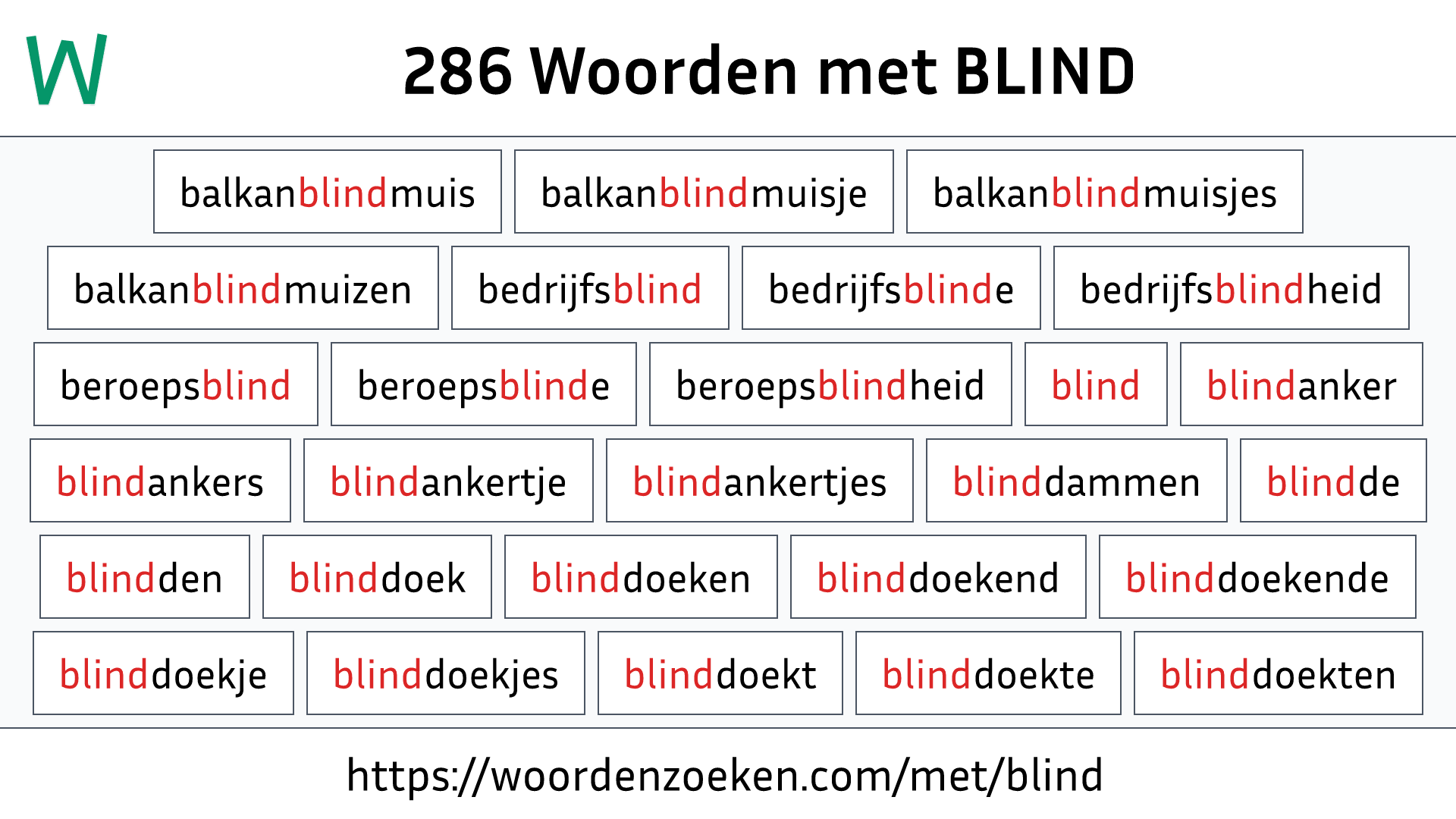 Woorden met BLIND