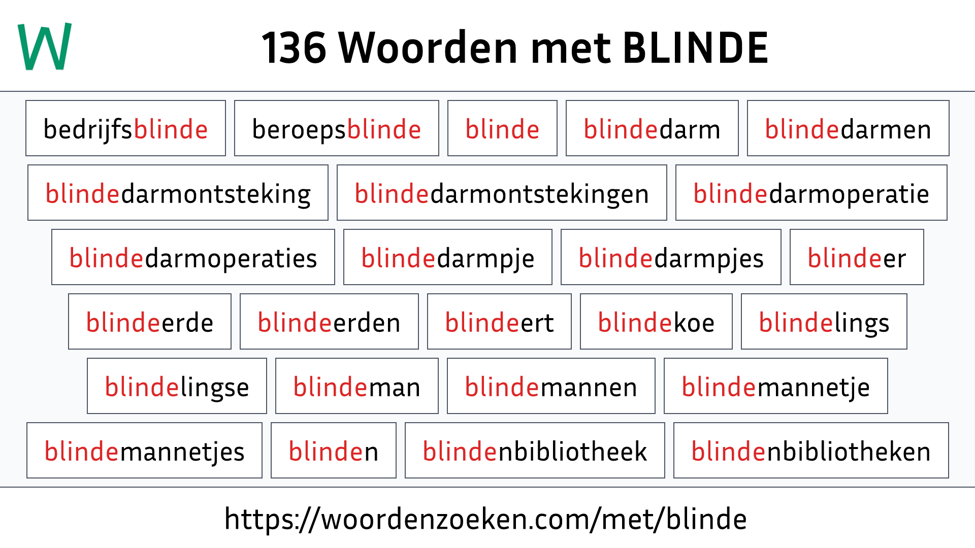 Woorden met BLINDE